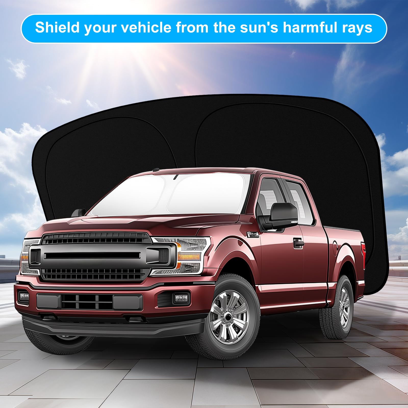 Shinehome Car Windshield Sun Shade Compatible With 2015-2020 Ford F150 Lariat, King Ranch, Platinum, Xl Xlt Limited Raptor Acces