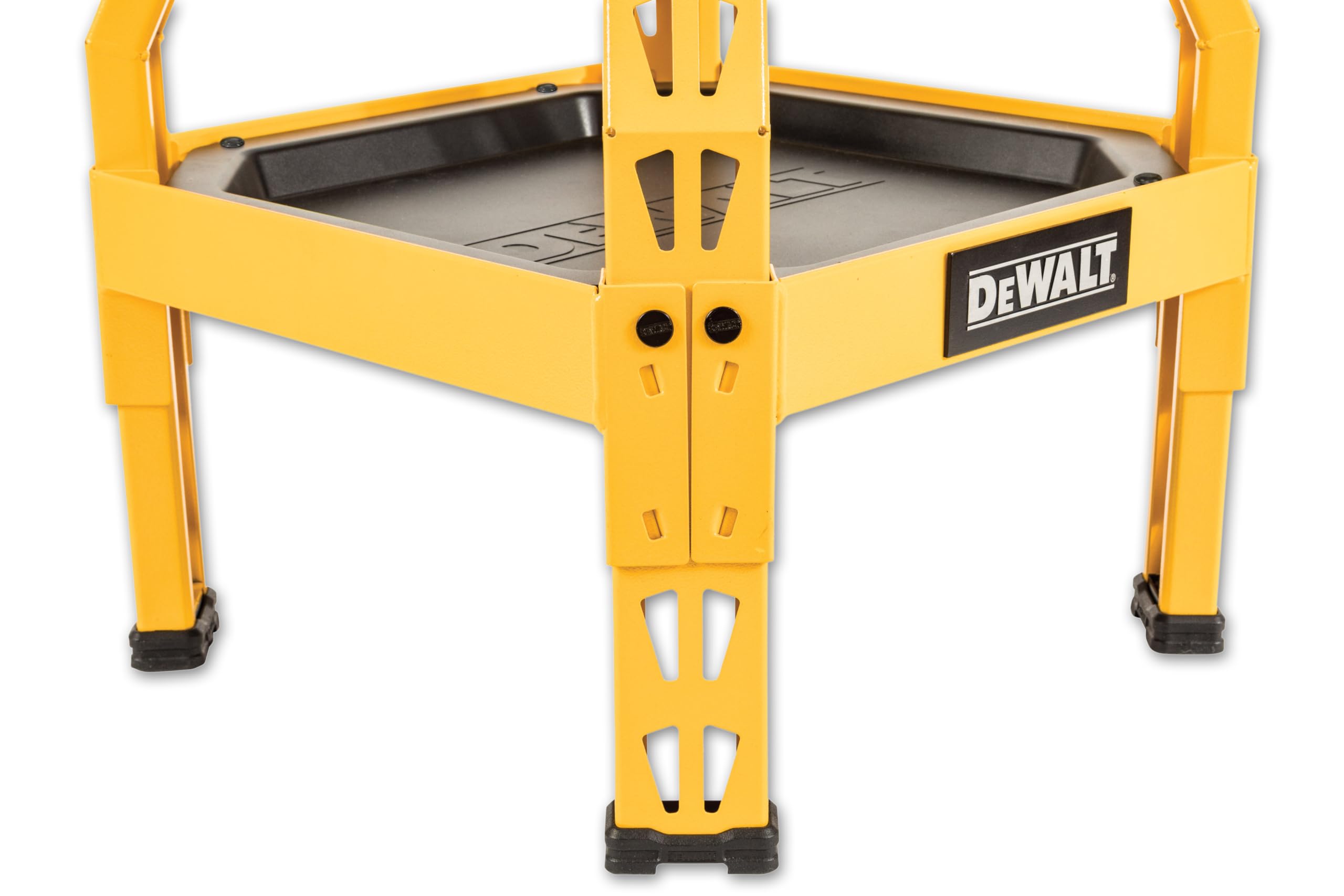 DEWALT Heavy-Duty Metal Stool, 360 Swivel Seat, Steel Frame, 17.13"x17.13"x3", Black/Yellow, Model DXSTFH030KD