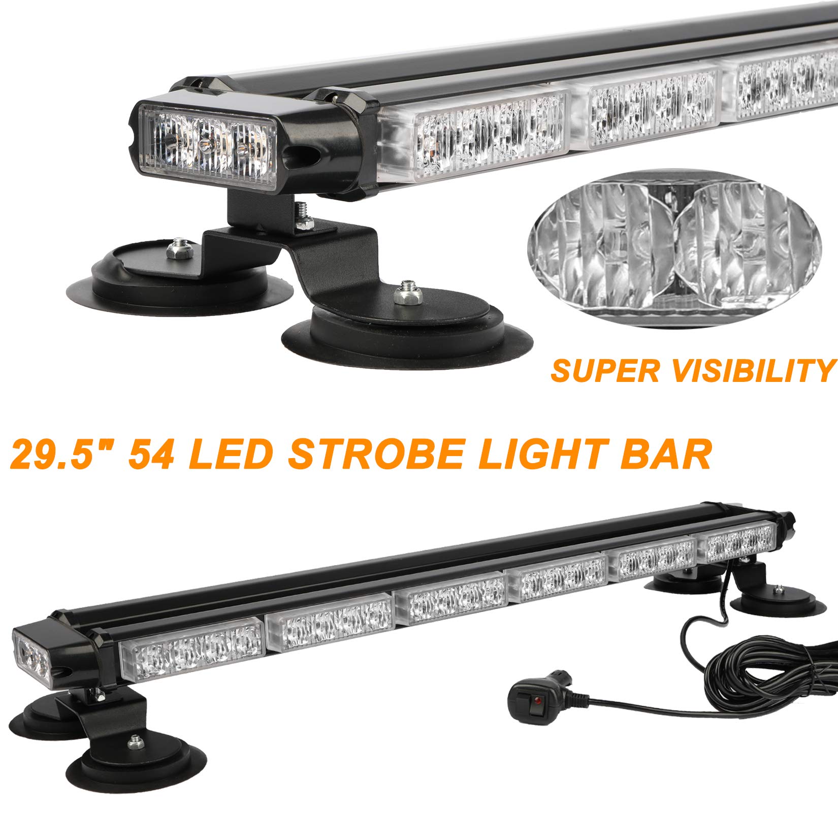 Aspl 29.5 54 Led Strobe Light Bar Double Side Flashing High Intensity Emergency Warning Flash Strobe Light With Magnetic Base For Safety Construction Vehicles Tow Trucks Pickup (Green/White)