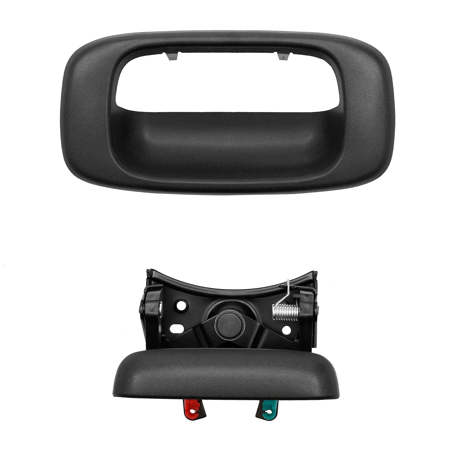 Gledewen Tailgate Handle Latch & Bezel Trim for 1999-2007 Chevy Silverado/GMC Sierra, Black, Plastic, Model GW-QMBS16