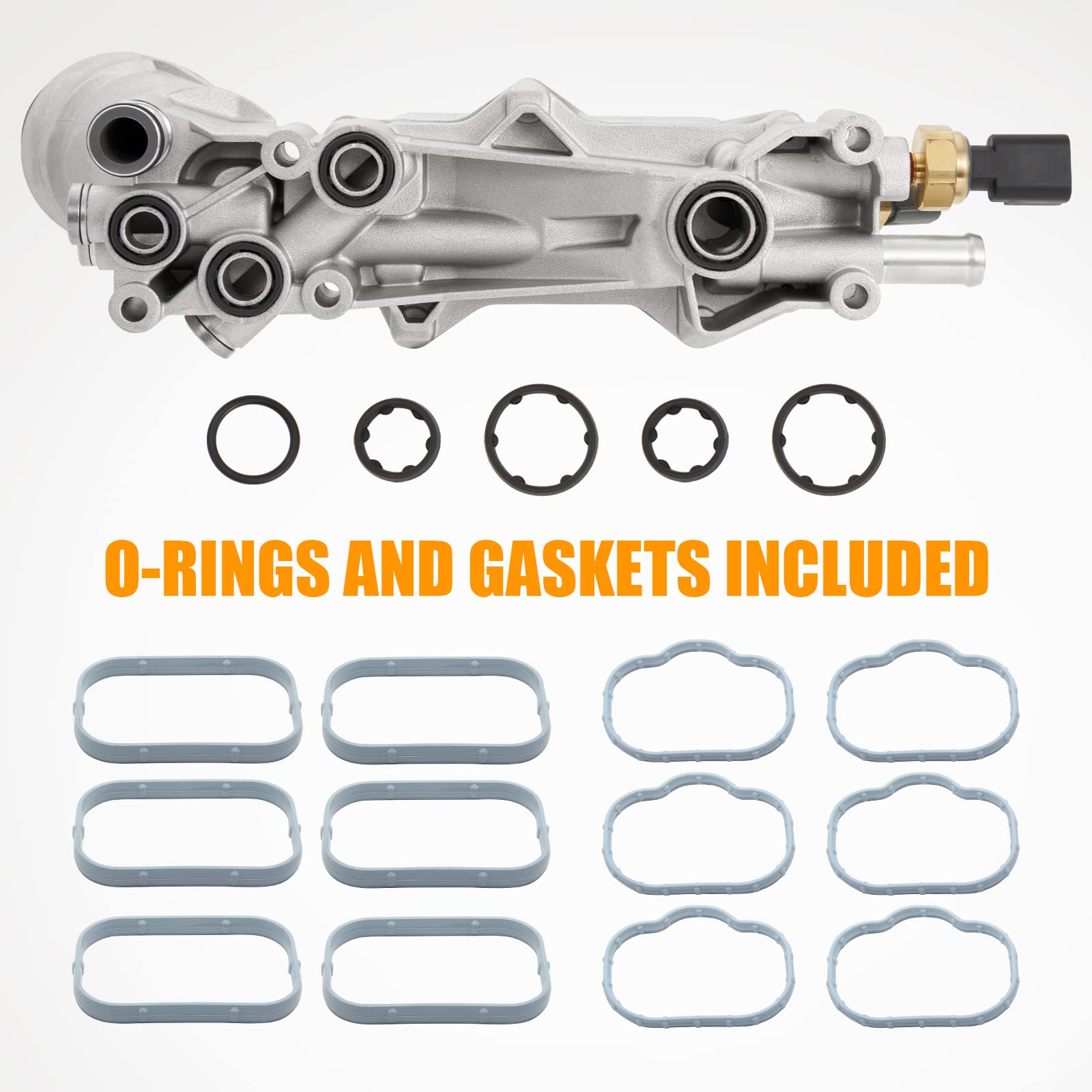 926-959 Upgraded Aluminum Engine Oil Filter Housing Kit With Oil Cooler Sensors And Gaskets Compatible With 2011-2016 Chrysler 2
