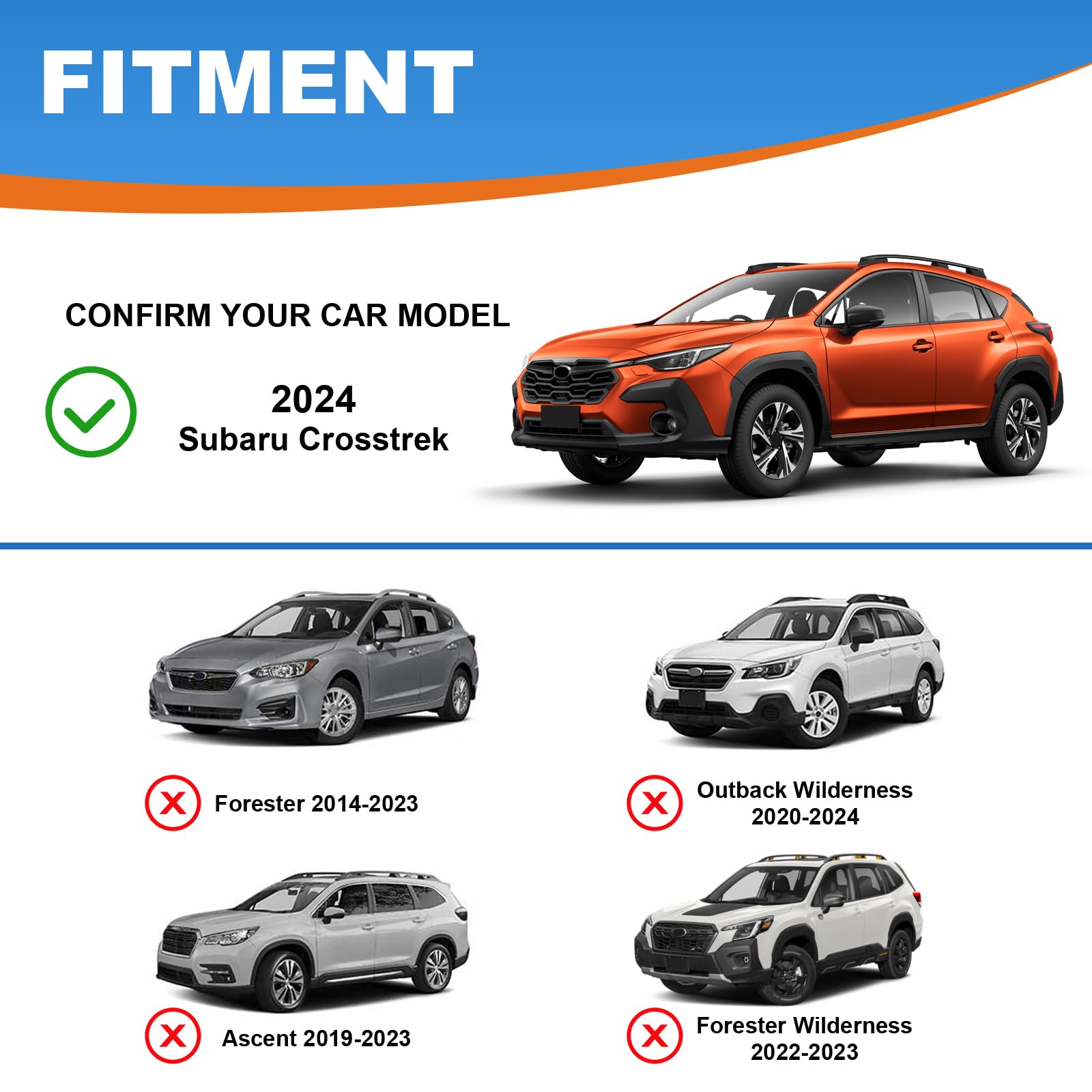 Fengyu Lockable Roof Rack Cross Bars 220Lb Compatible With Subaru Crosstrek 2024 2025 Limited/Premium/Sport (Not For Wilderness)