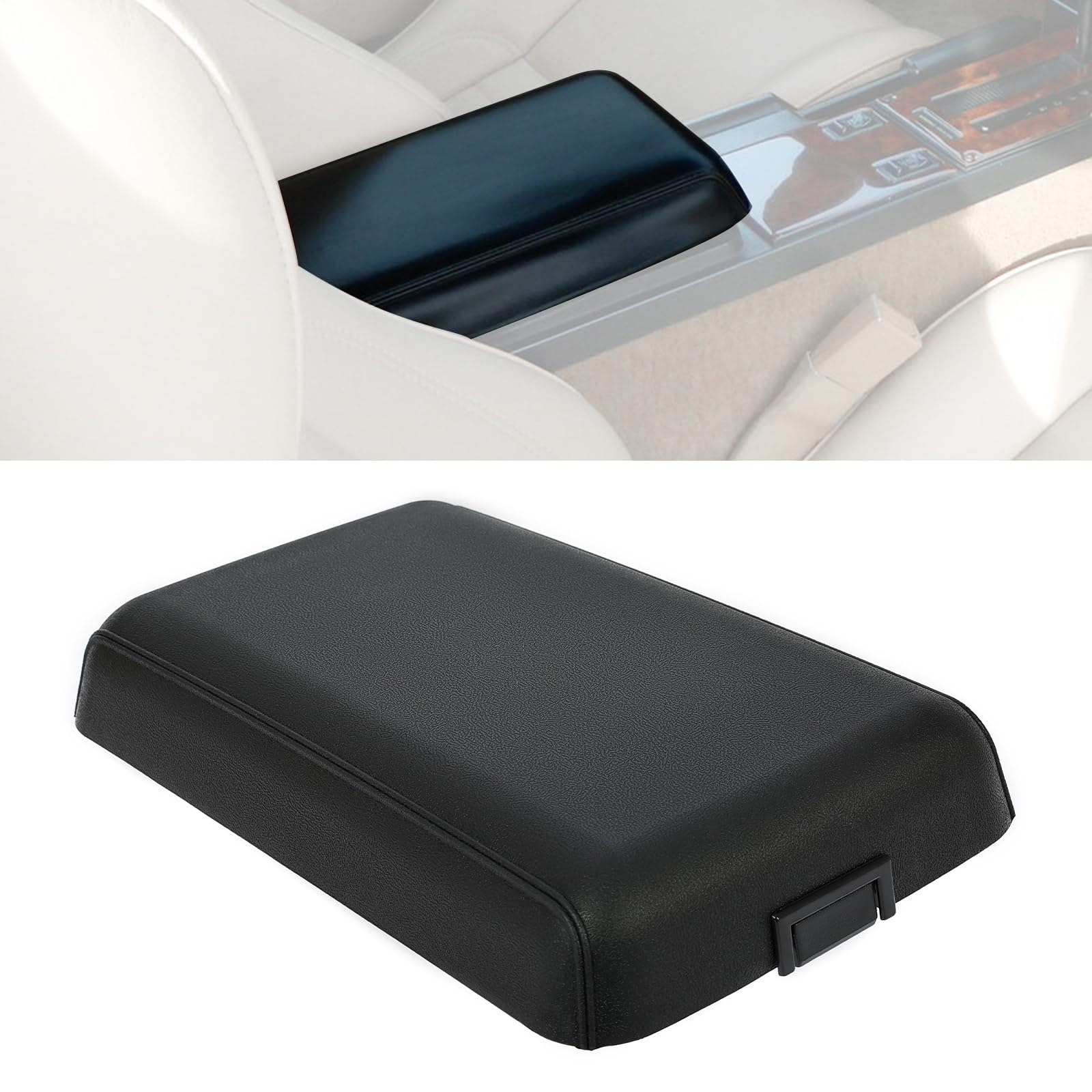 HECASA Center Console Lid Compatible with 1982-1992 Chevy Chevrolet Camaro Replacement for HT14035760 Armrest Door Plastic Black