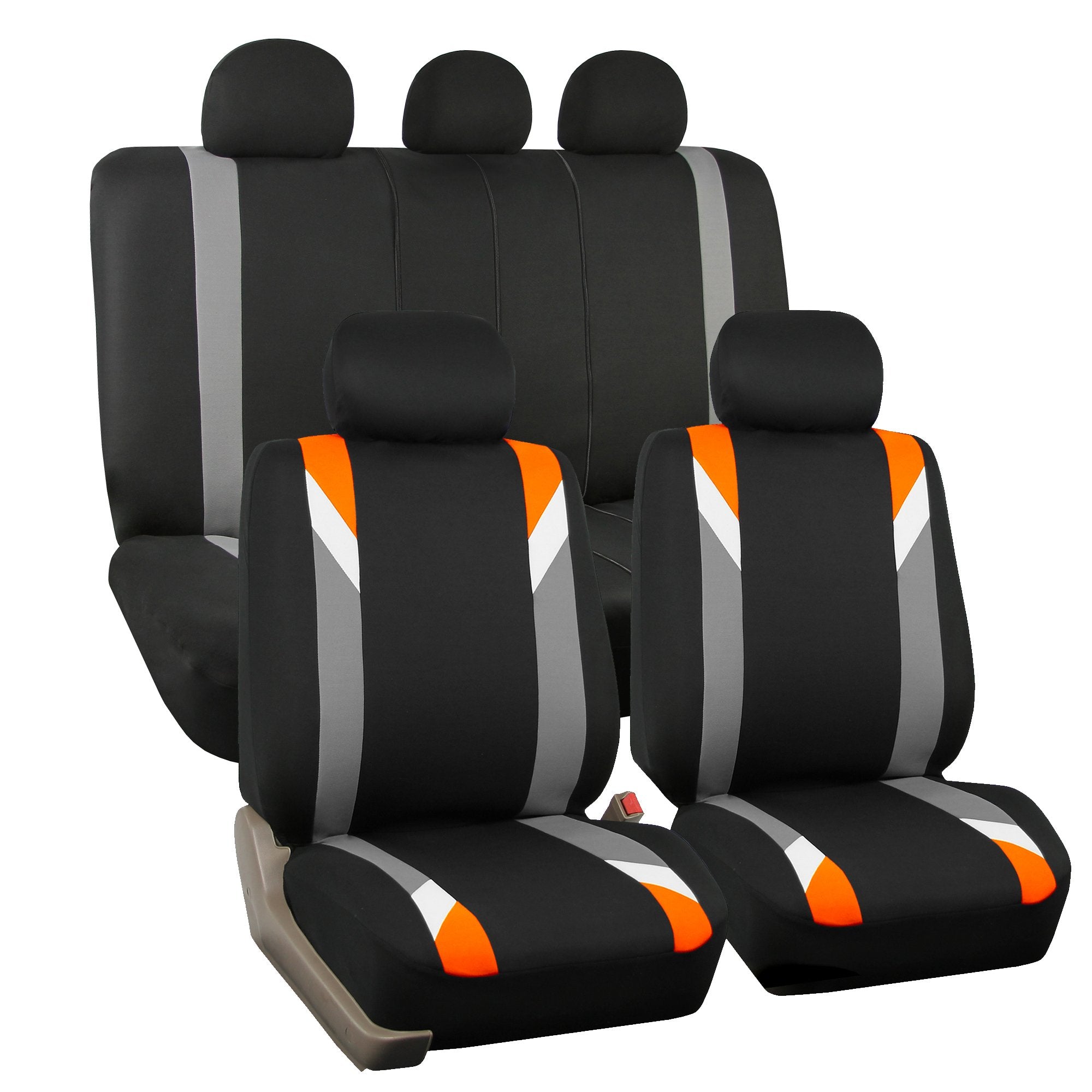 Fh Group Car Seat Covers Full Set Cloth - Seat Covers For Low Back Car Seats With Removable Headrest,Universal Fit,Automotive Se