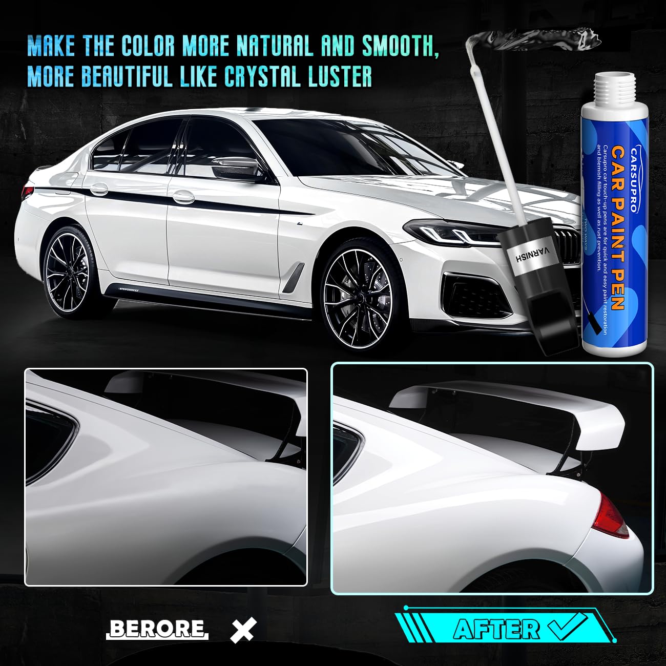 Carsupro Touch Up Paint for Cars Car Paint Scratch Repair Color Accurate Quick Fix and Convenient Operation(Pearl red)