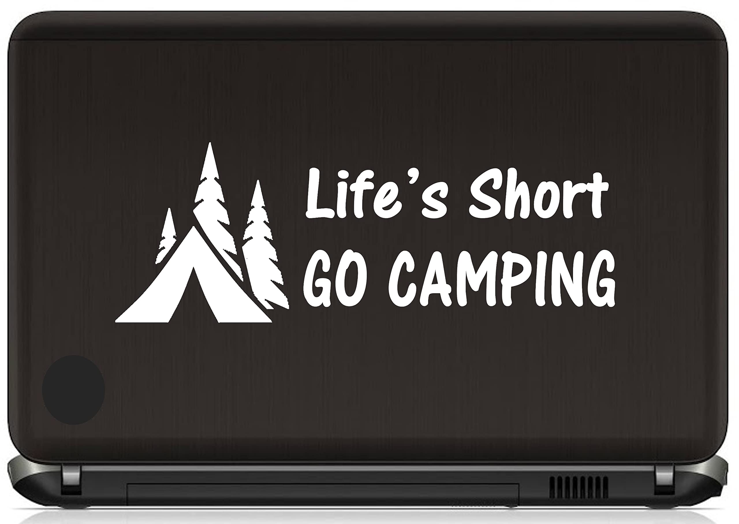 Bluegrass Decals A1084 LIFE'S SHORT GO CAMPING Camper Camping Decal Sticker for Truck SUV Window Tent Laptop Boat Trailer Hiking