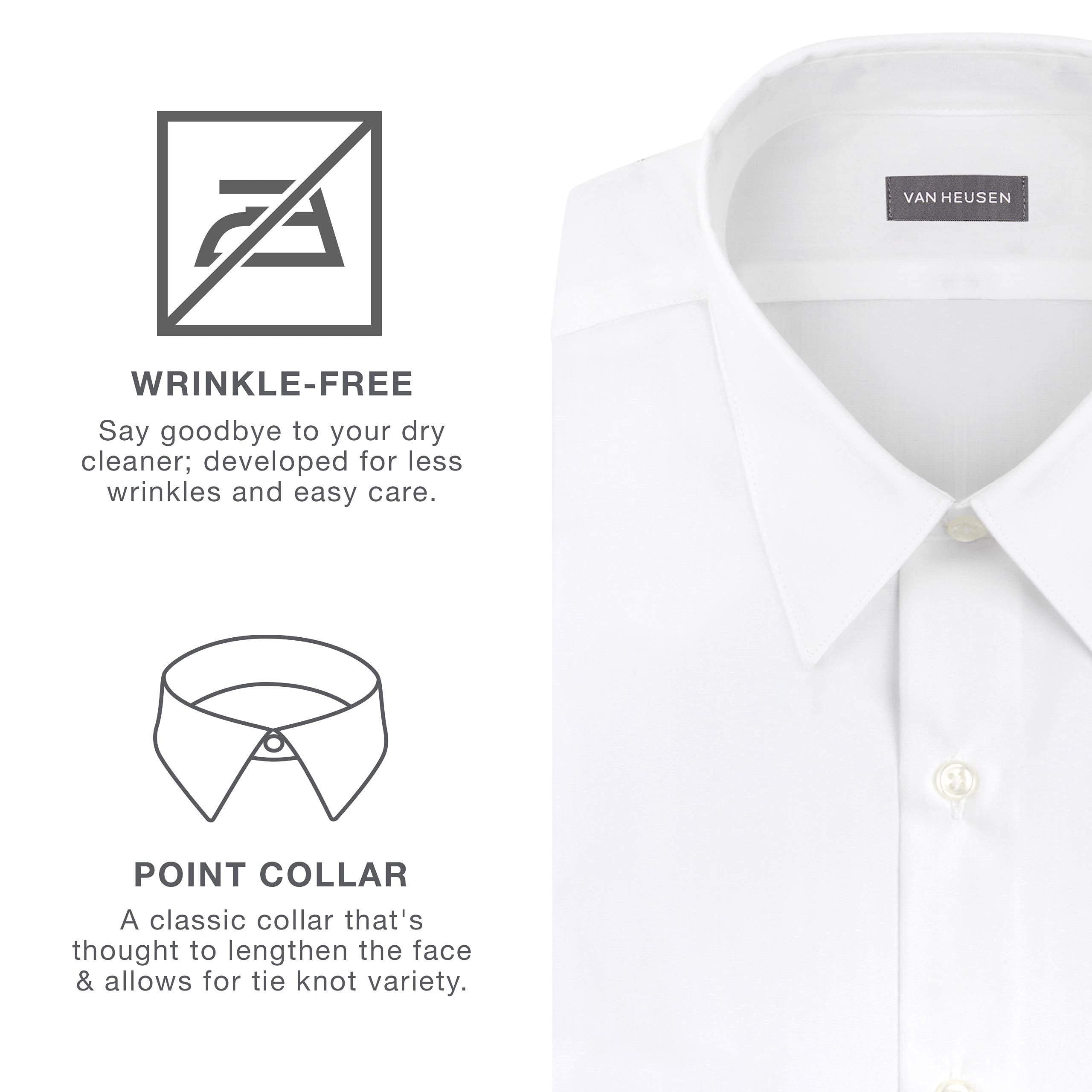 Van Heusen Mens Tall Fit Poplin (Big And Tall) Dress Shirt, White, 175 Neck 37 -38 Sleeve X-Large Us