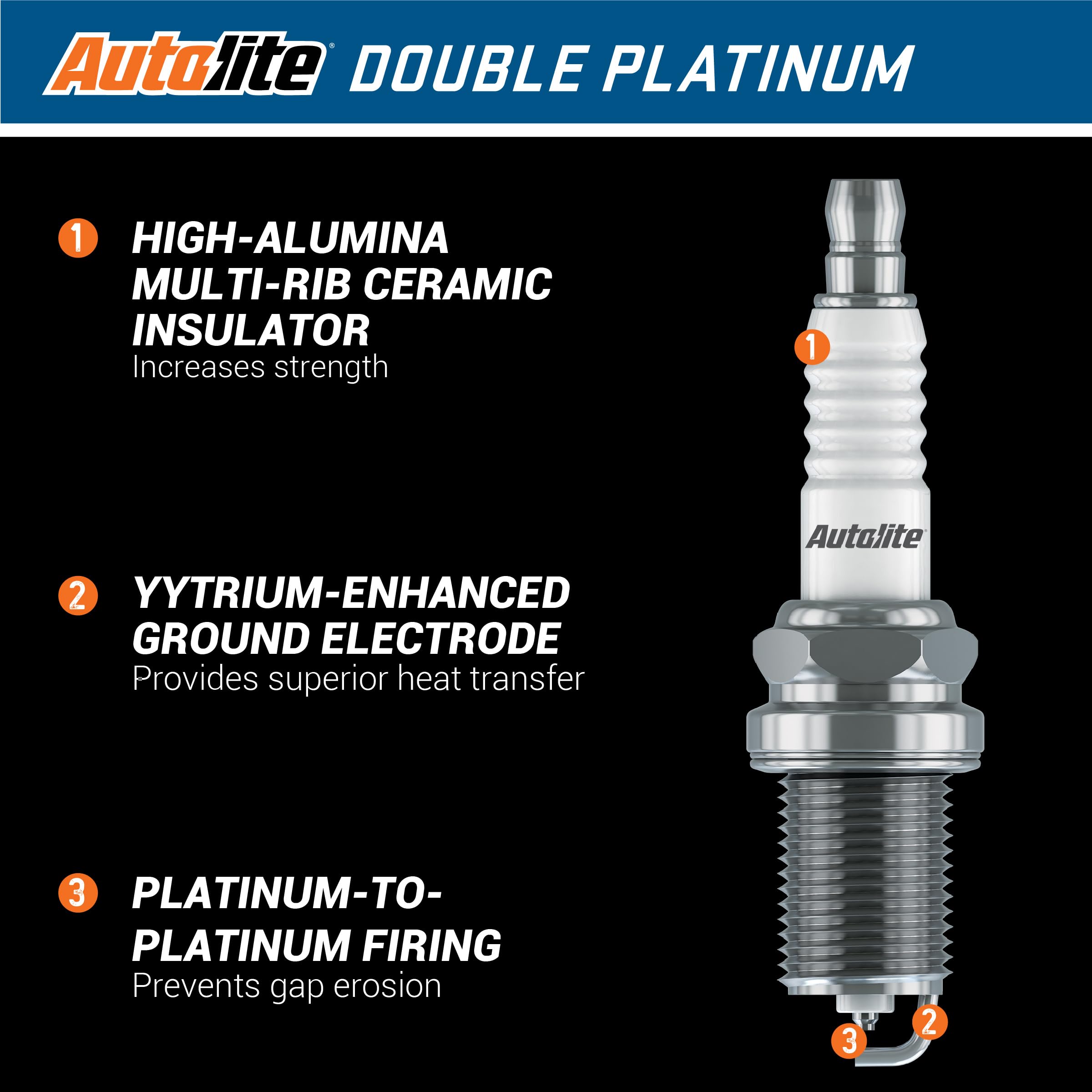 Autolite App5426 Double Platinum Automotive Replacement Spark Plugs (4 Pack)
