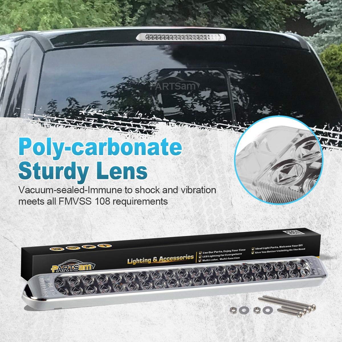 Partsam 17" Amber LED Truck Trailer Light Bar - 40 LED, Waterproof, Dual Row, Model GTCV-0747125517