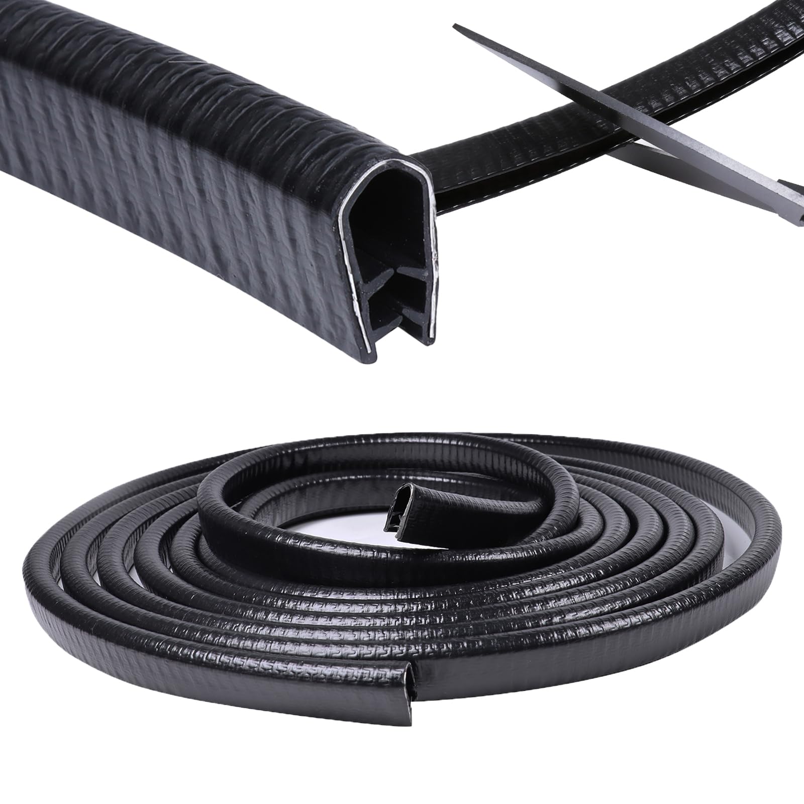 Goldwheel Black Edge Trim U-Channel Rubber Seal Edge Trim with Metal 1/2'' X 3/8'' - Fit Gap 3/64'' to1/4 Car Door Edge Sealing