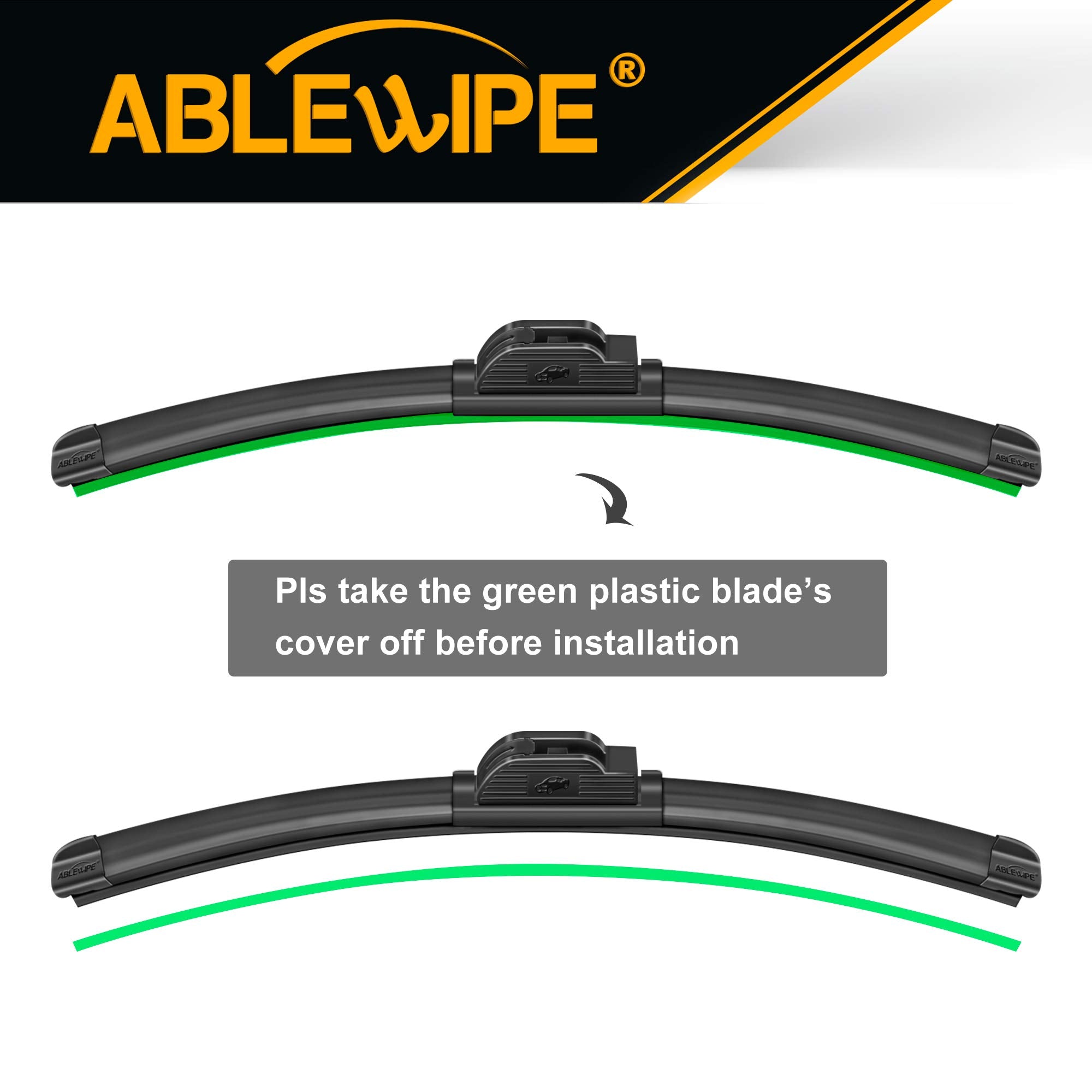 Ablewipe Windshield Wiper Baldes, 17 + 17 Front Window Wiper Blades Model: 18O13B (Set Of 2)