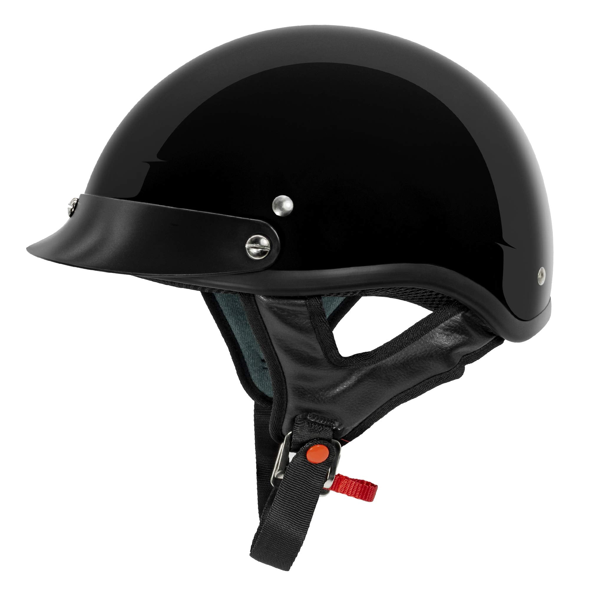 Vcan Cruiser Solid Gloss Black Half Face Motorcycle Helmet (Large)