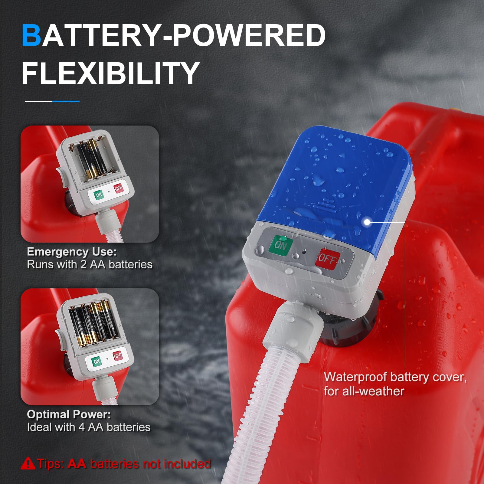 SKYJDM Portable Fuel Transfer Pump - 3.2GPM, Auto-stop Sensor, 51" Hose, Battery-Powered, Blue, for Gasoline & Diesel Oil