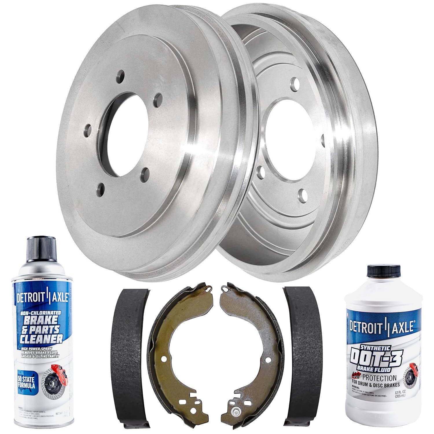 Detroit Axle - 6pc Rear Brake Kit for Jeep Compass Patriot Dodge Caliber Avenger Chrysler Sebring, 2 Brake Drums 2 Semi-Metallic