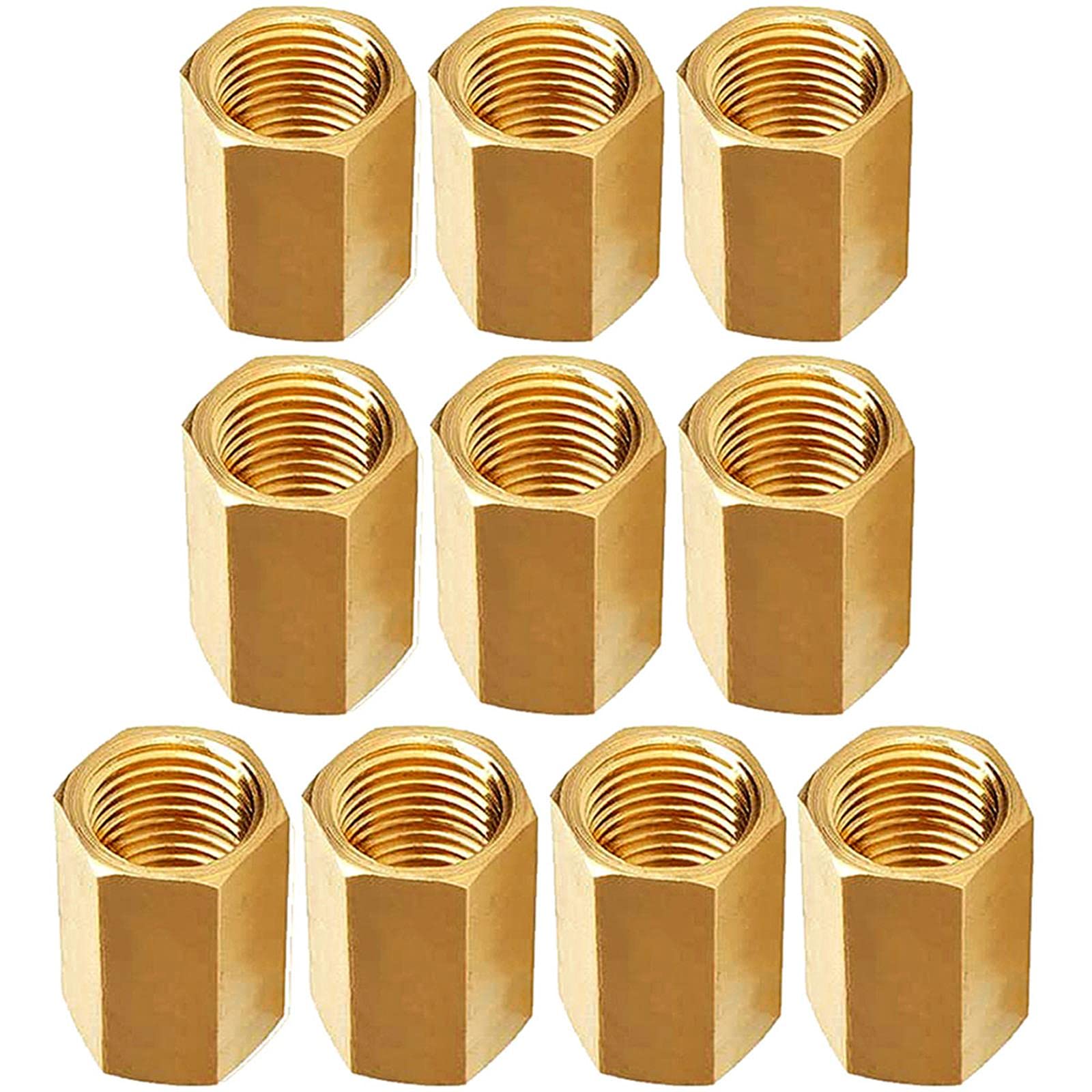 MuHize Brake Line Unions, 10 PCS Brass Inverted Flare Brake Line Unions (3/8'' 24 Threads) Assortment for 3/16'' Tube Fittings