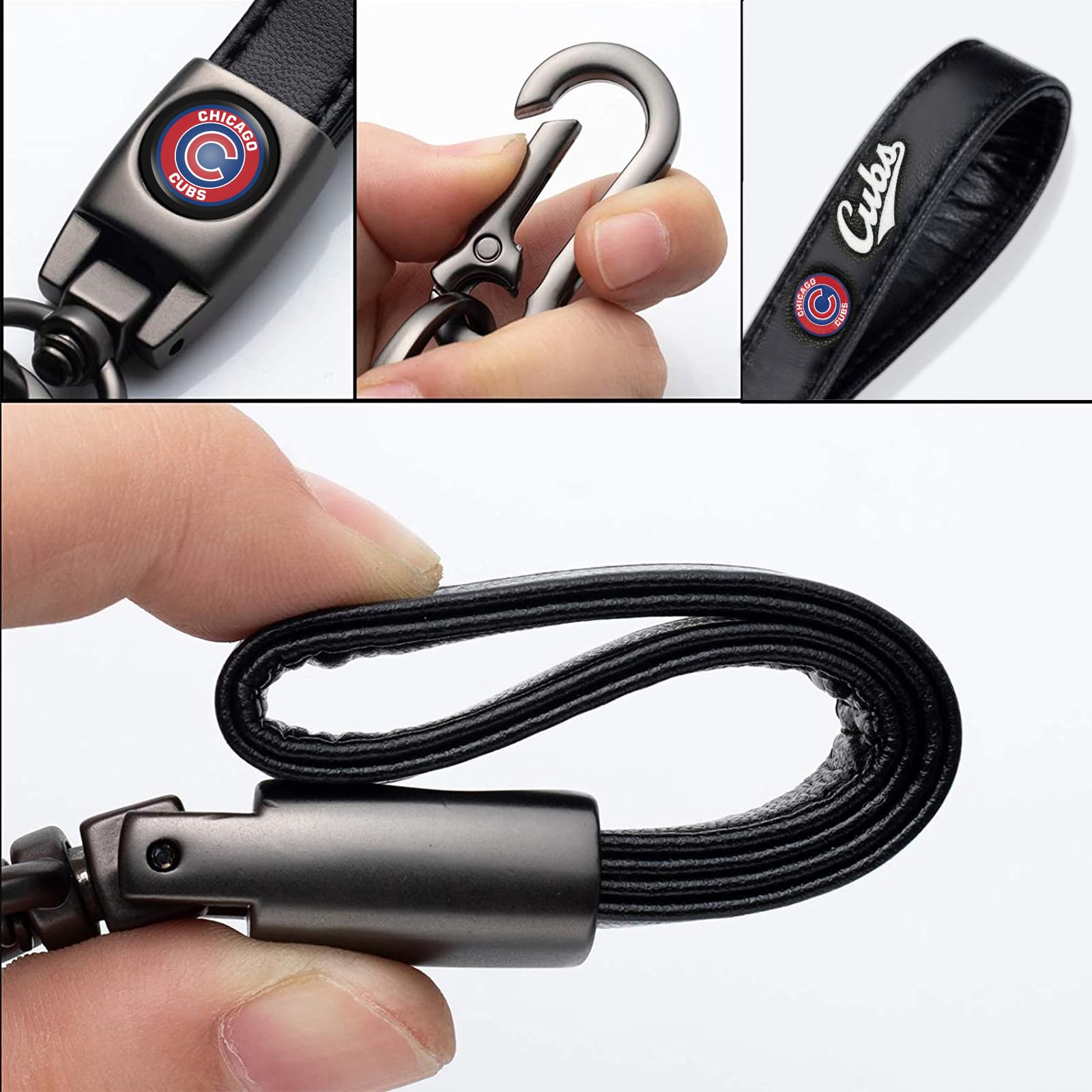 Kaleduo Baseball Fans Car Keychain Keyring, Leather Car Key Chain Compatible With Chicago Cubs Baseball Fans,Delicate Gifts For