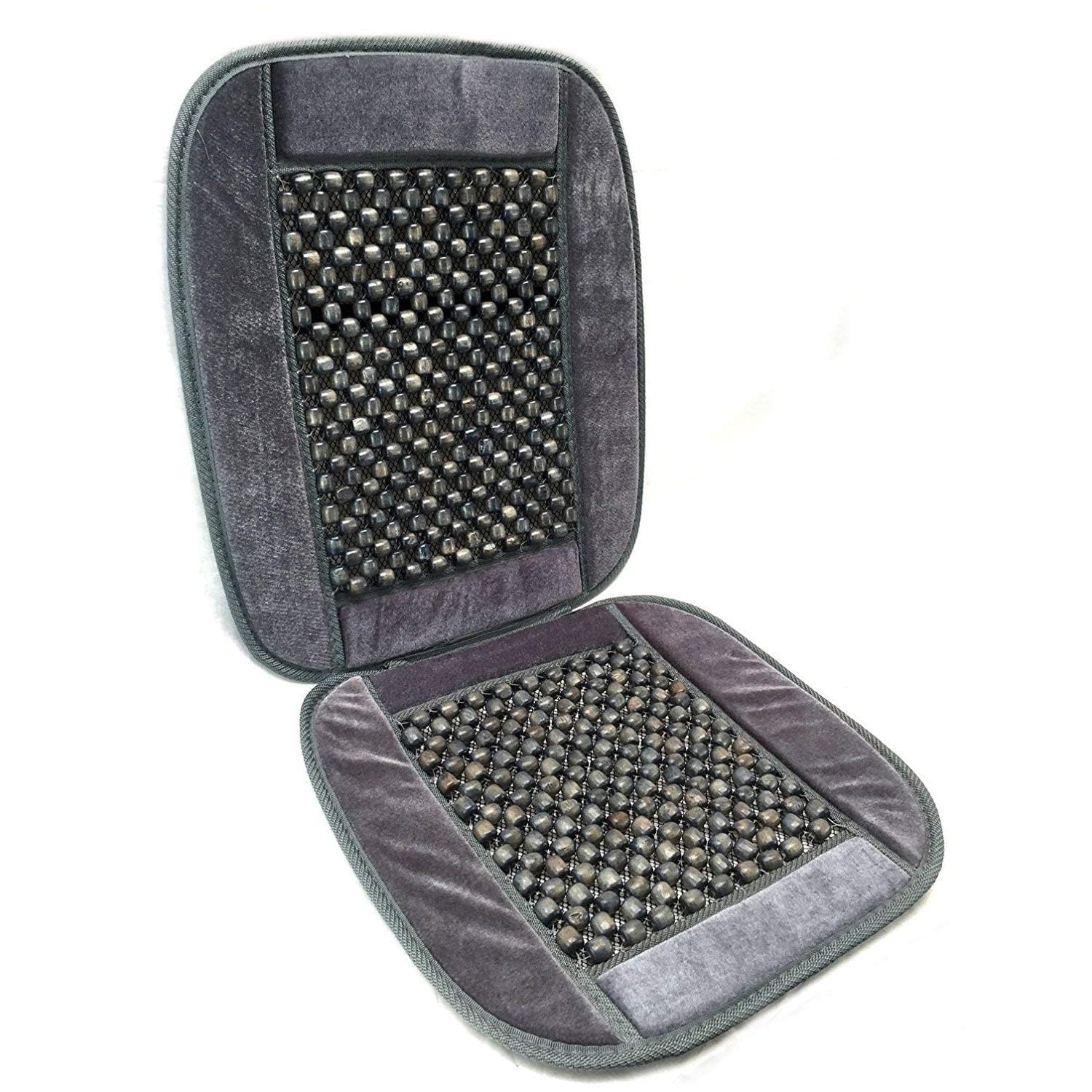Kozdiko Car Wooden Bead Seat Cover with Velvet Fabric in Grey Colour (Pack of  1) Compatible with Hyundai Venue (2019Present)