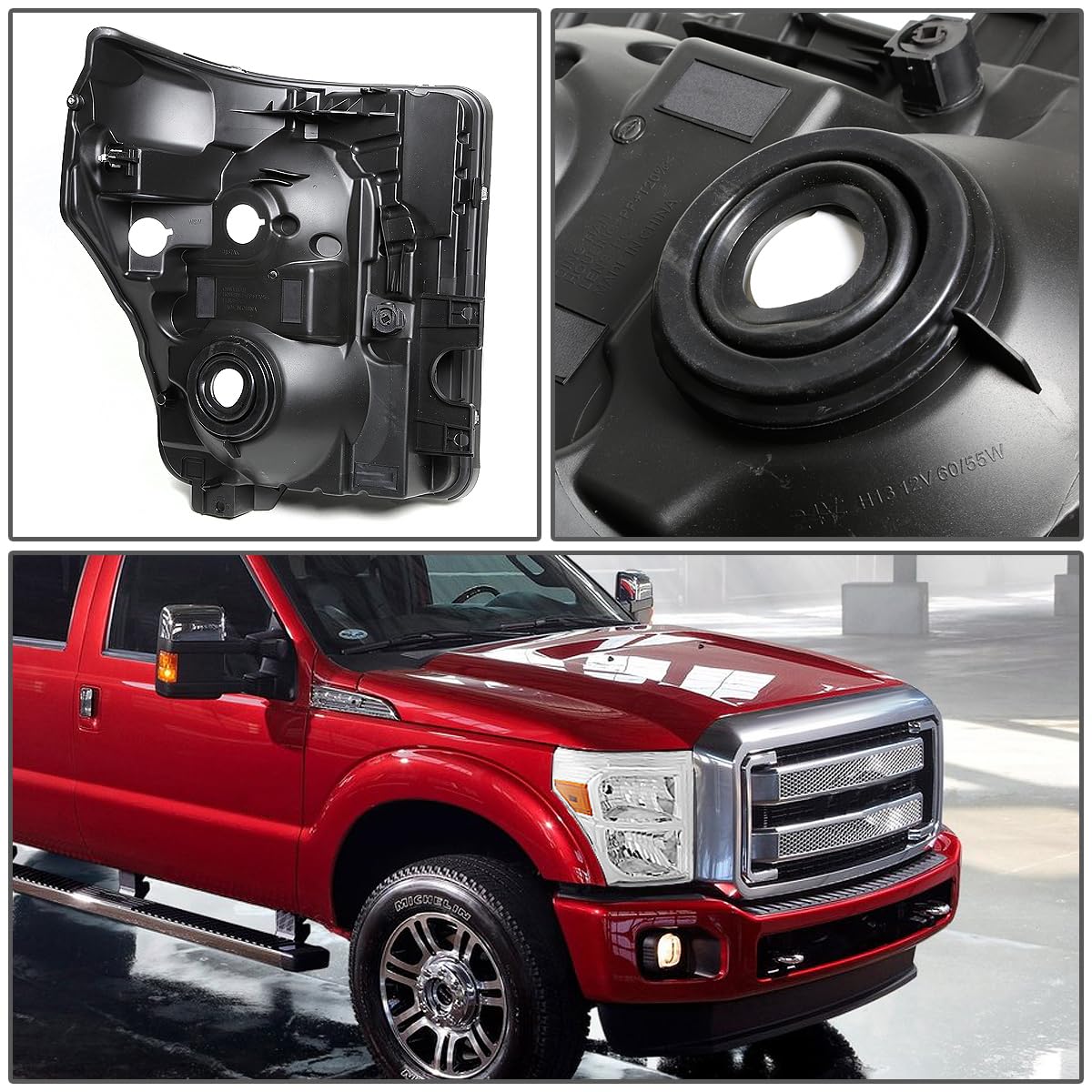 Dna Motoring Hl-Oh-Fsu13-Ch-Am Chrome Amber Headlights Replacement Compatible With 11-16 F-250 / F-350 / F-450 / F-550 Super Dut