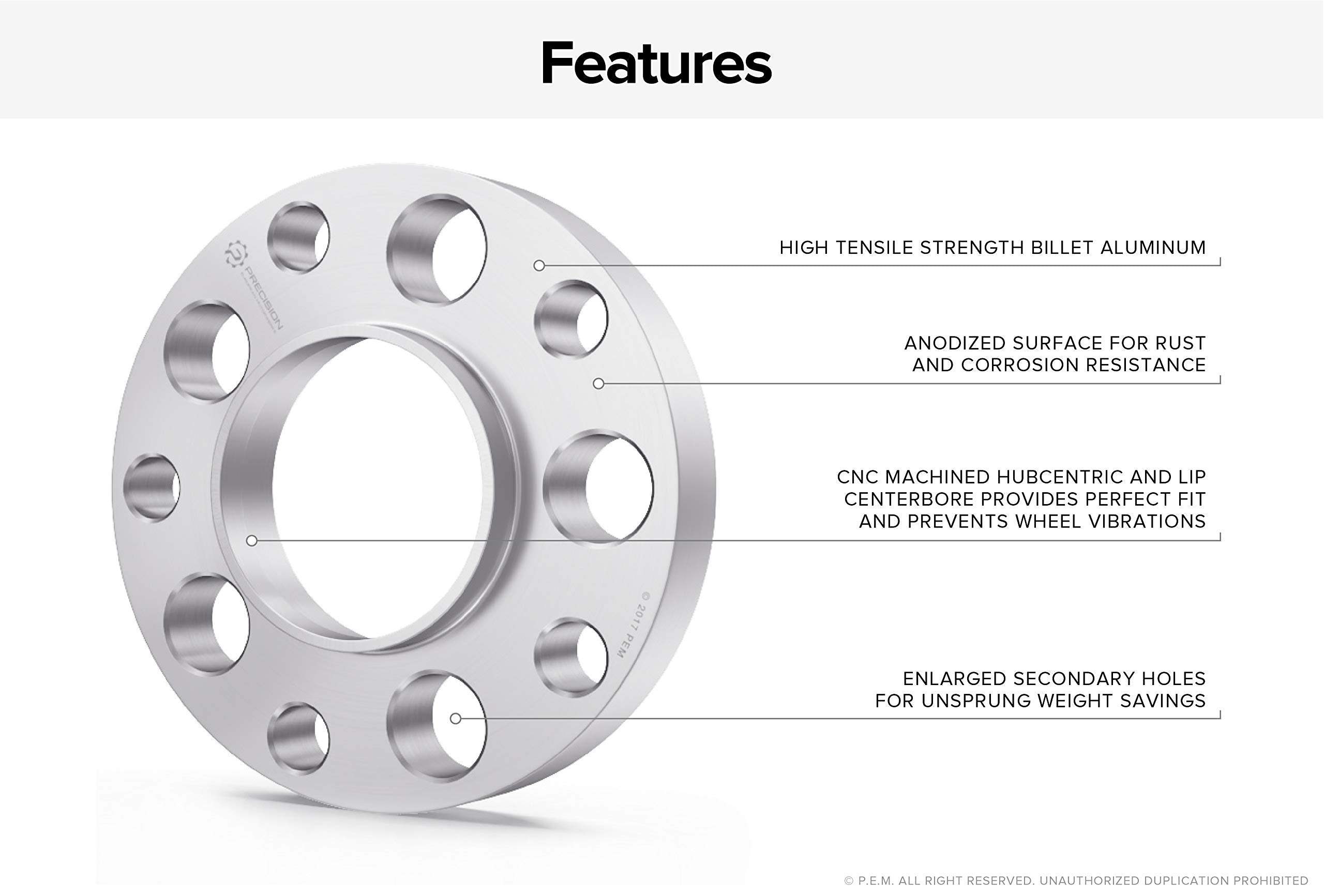Stancemagic - 15Mm Hubcentric 5X130 Wheel Spacers (71.6Mm Bore, With Lip) Compatible With Porsche Boxster 911 Carrera Cayman Cayenne Panarema Taycan - 2Pcs, Silver