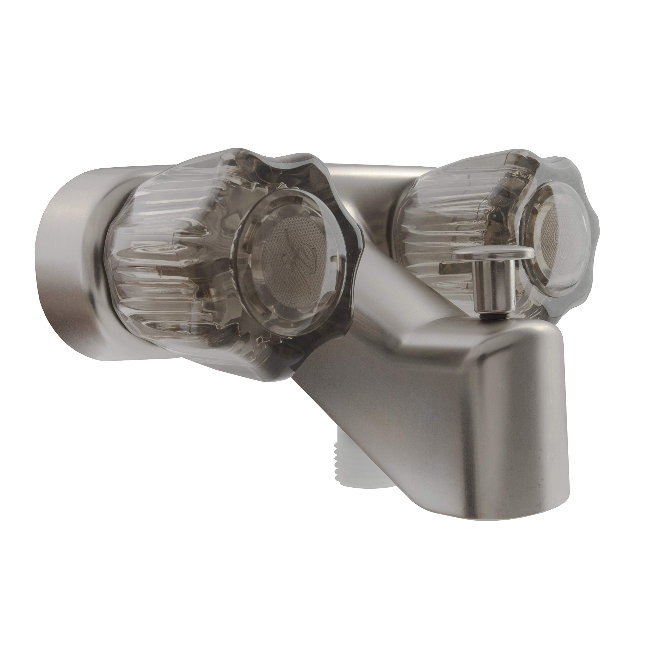 Dura Faucet Df-Sa110S-Sn Rv Tub & Shower Faucet Valve Diverter With Smoked Acrylic Knobs (Brushed Satin Nickel)
