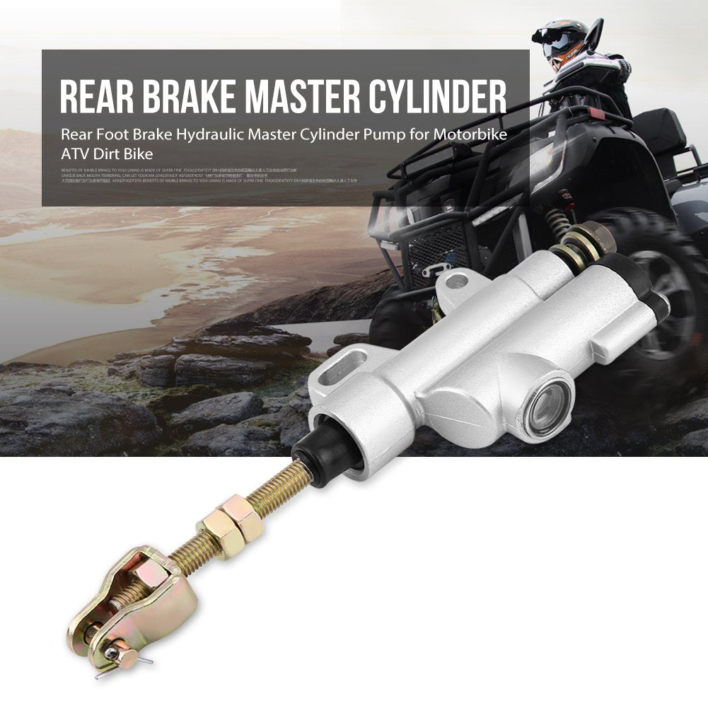 Rear Brake Master Cylinder Coolster 10mm Compatible with ATVs for Most of Motorcycle, Such as Suzuki/Kawasaki/Honda/Yamaha(Silve