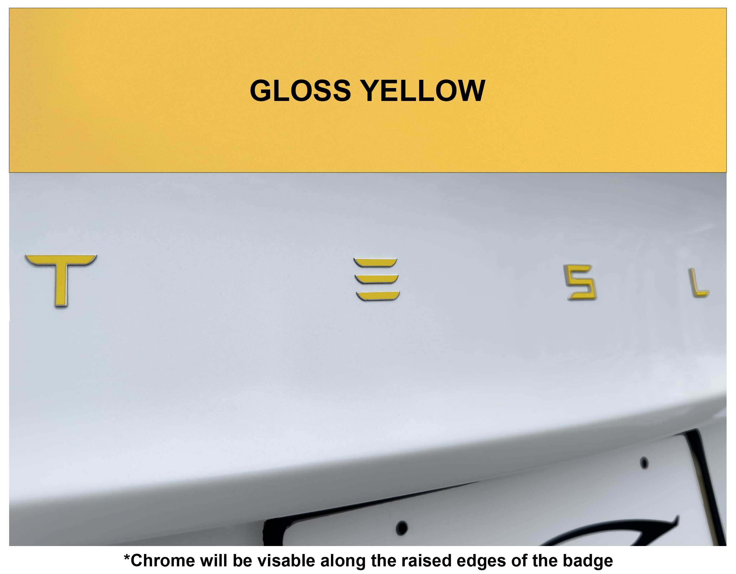 Custom Cut Graphics Vinyl Logo Wrap for Tesla Model 3 (2024+), Standard Wrap, Gloss Yellow, 2 pc-Set