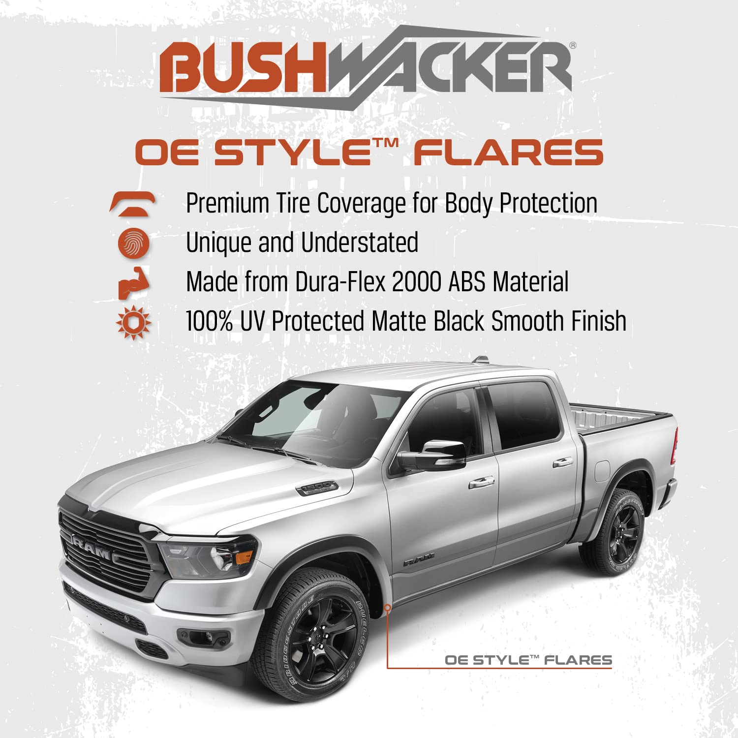Bushwacker OE Style Factory Front & Rear Fender Flares | 4-Piece Set, Black, Smooth Finish | 40996-02 | Fits 2019-2024 Chevrolet