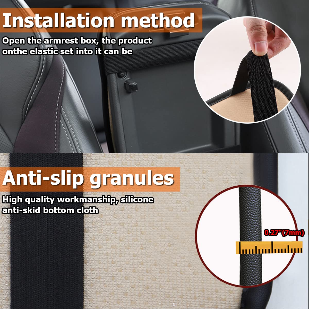 Auto Center Console Pad, Pu Leather Car Armrest Seat Box Cover, Waterproof Non Slip Soft Armrest Box Cushion Protector, Car Accessories For Women Men, Universal For Suv, Truck, Van (Beige)