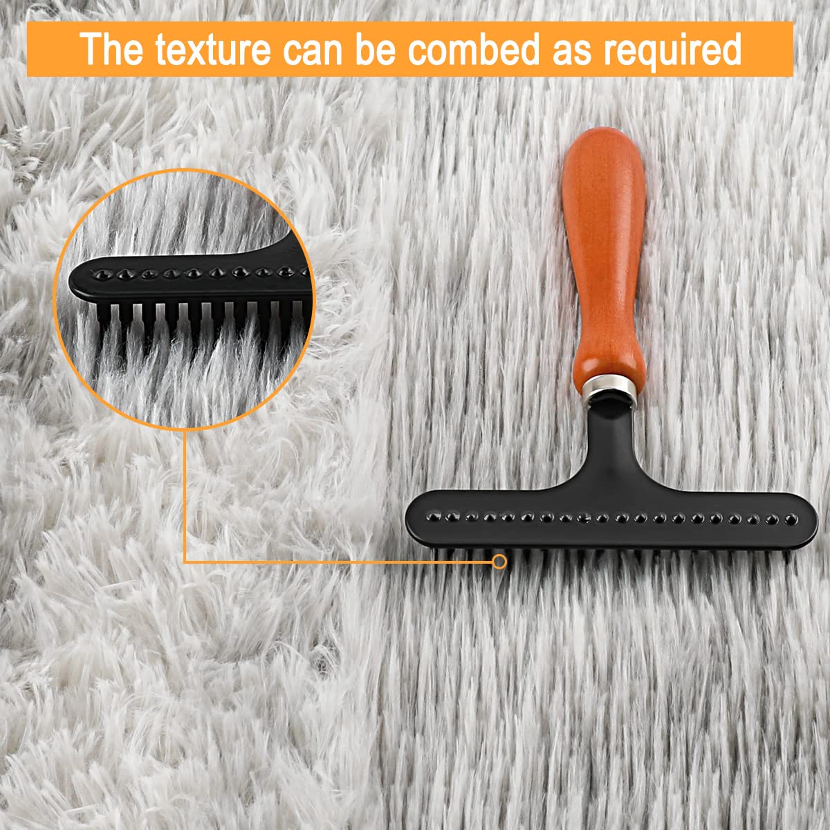 Astfys Hand Held Carpet Rake - Restores Softness, Cleans Hair, Iron, Black