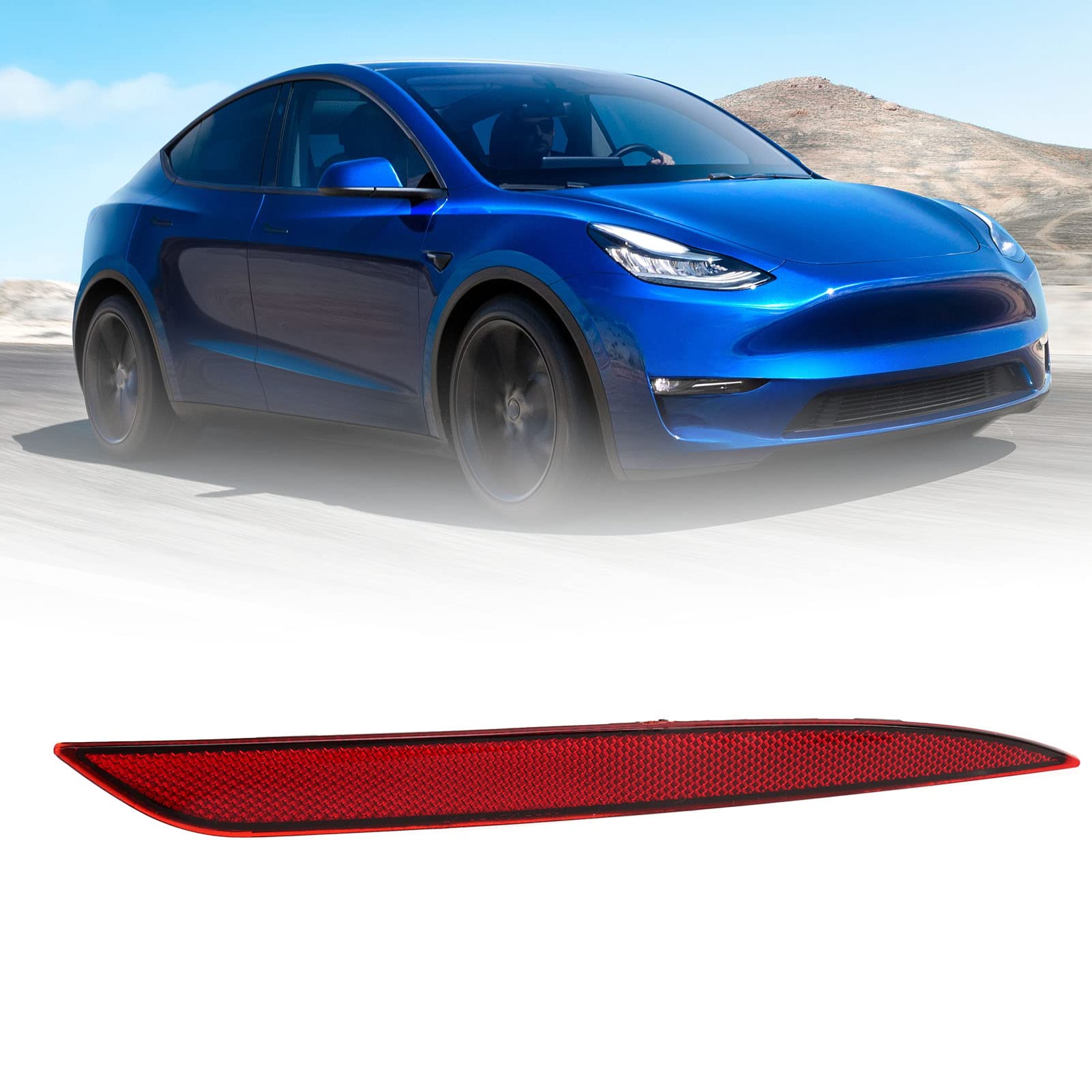 Focket Rear Bumper Reflector Light Lamp For Tesla Model Y 2020 To 2023, Waterproof Red Marker Light Lens Trim, Back Bumper Reflector In The Lower Trim For Tesla Model Y 1495818-00-C (Right)