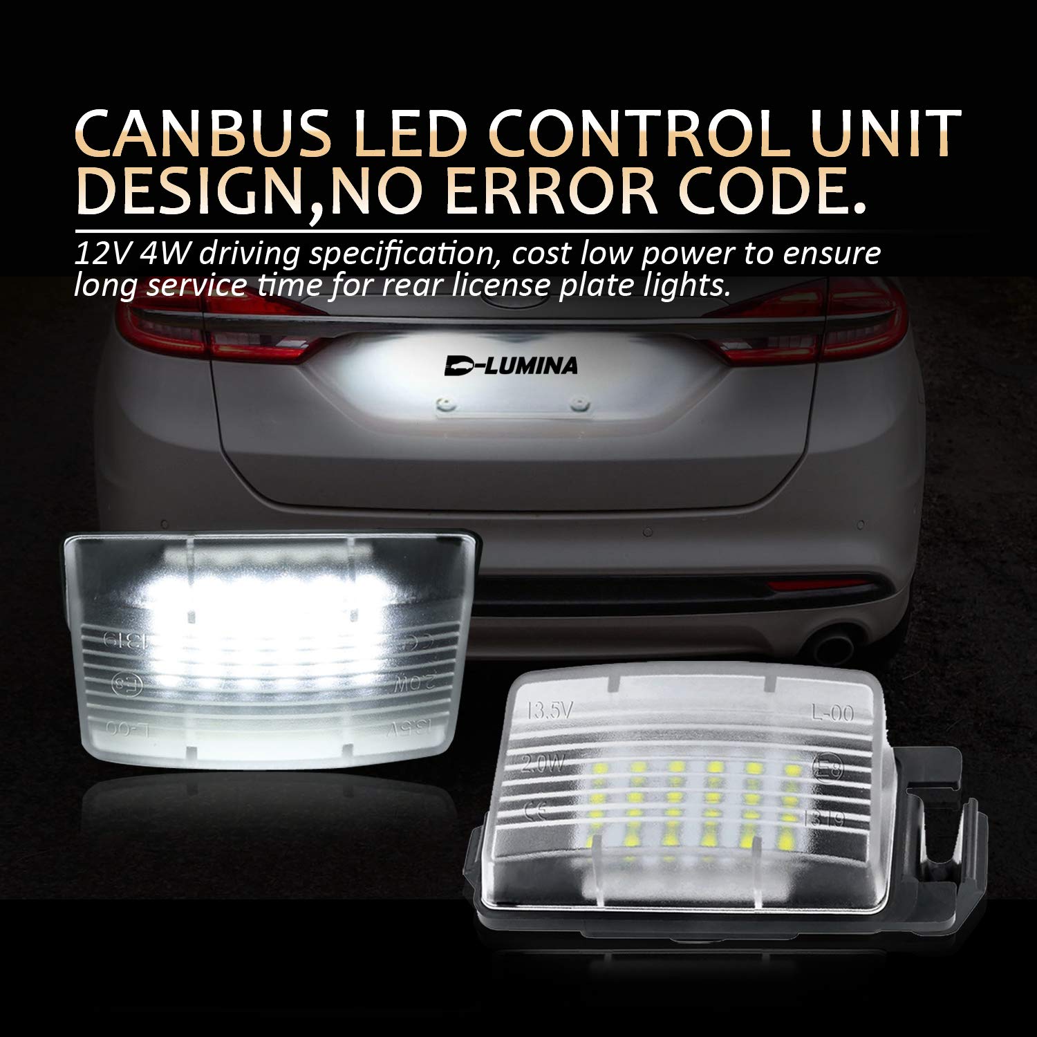 D-Lumina Led License Plate Light Lamp Assembly Replacement Compatible With Nissan 350Z 370Z Gt-R Versa Cube Leaf Sentra Infiniti