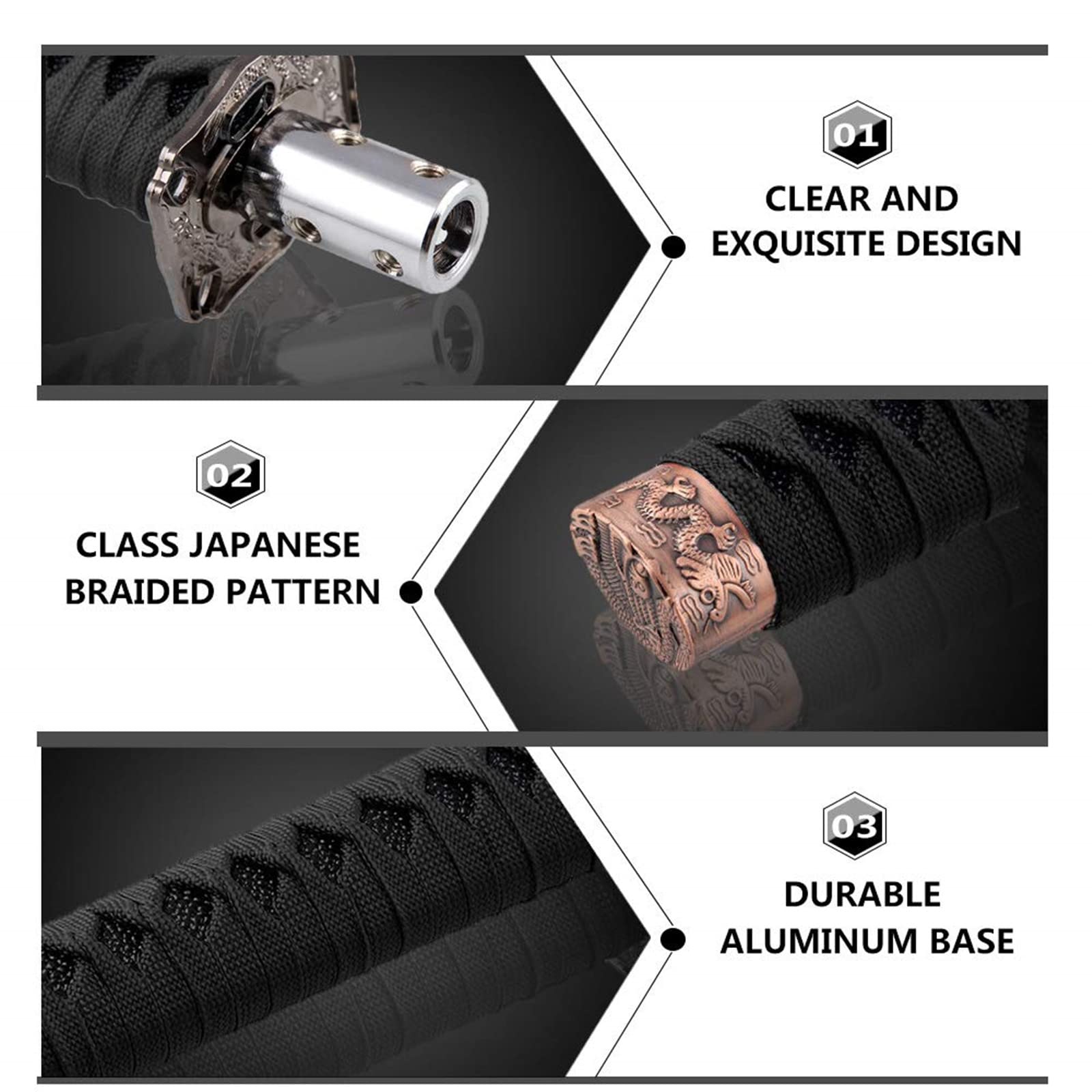 RYANSTAR Universal Gear Shift Knob - Metal Katana Design, Black, Model SK095, Compatible with Manual & Most Automatic Cars