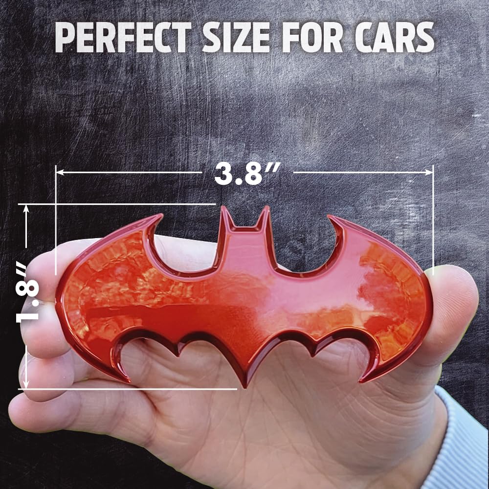 Fan Emblems Batman 3D Car Badge - 1989 Batwing Logo (Red Chrome: 3.8 X 1.8 X 0.2 Inches)
