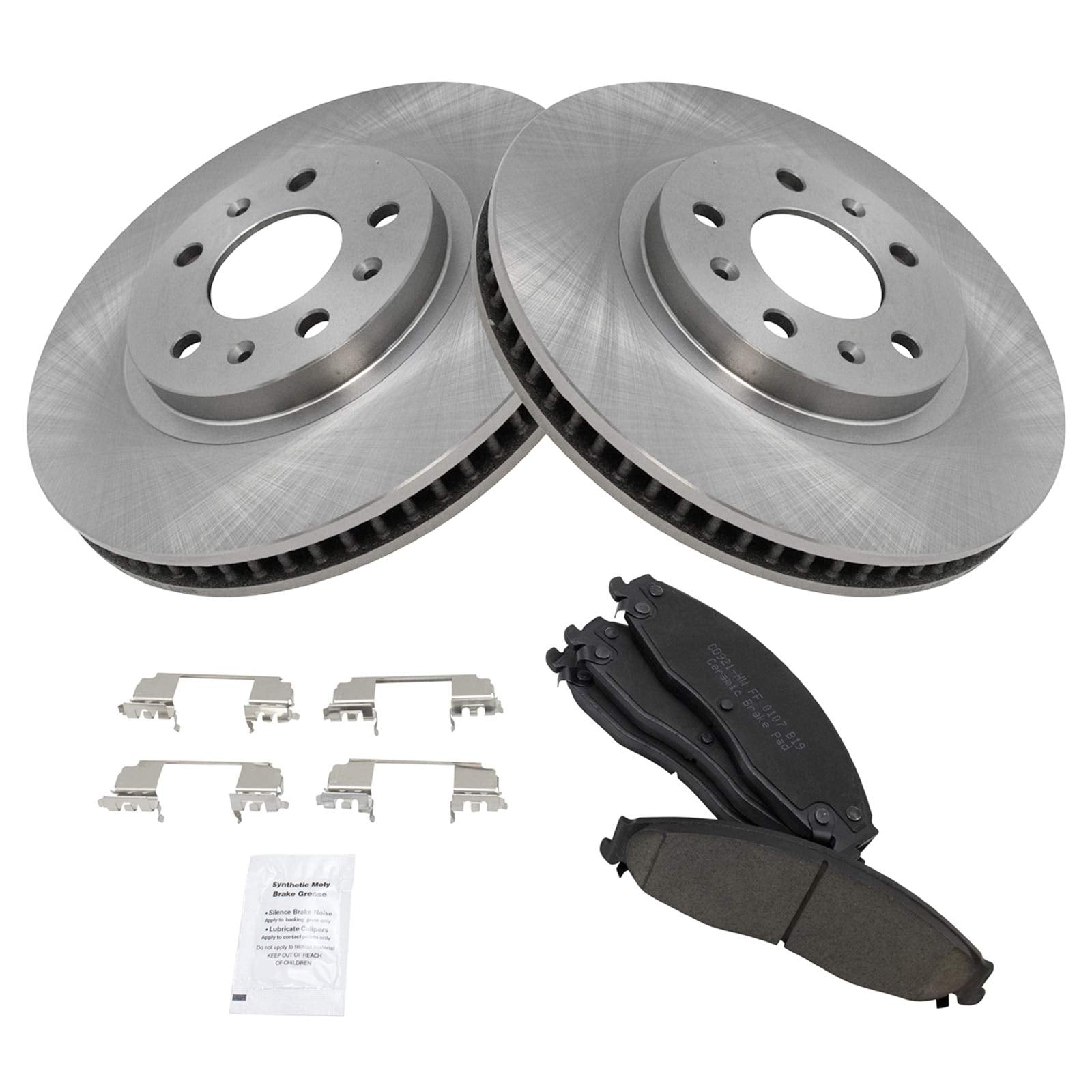 Trq Front Brake Pad & Rotor Kit Brake Pads Brake Rotor Ceramic Compatible With 2003-2007 Cadillac Cts