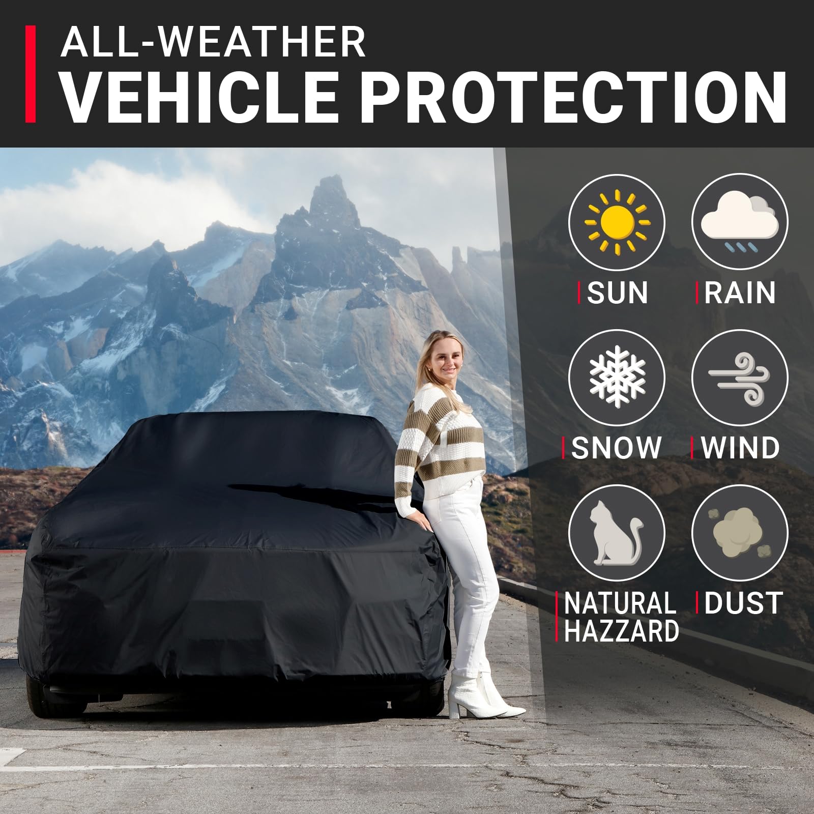 iCarCover 30-Layer Premium Car Cover Waterproof All Weather Rain Snow UV Sun Protection, El Camino, Monte Carlo, Thunderbird, Cu