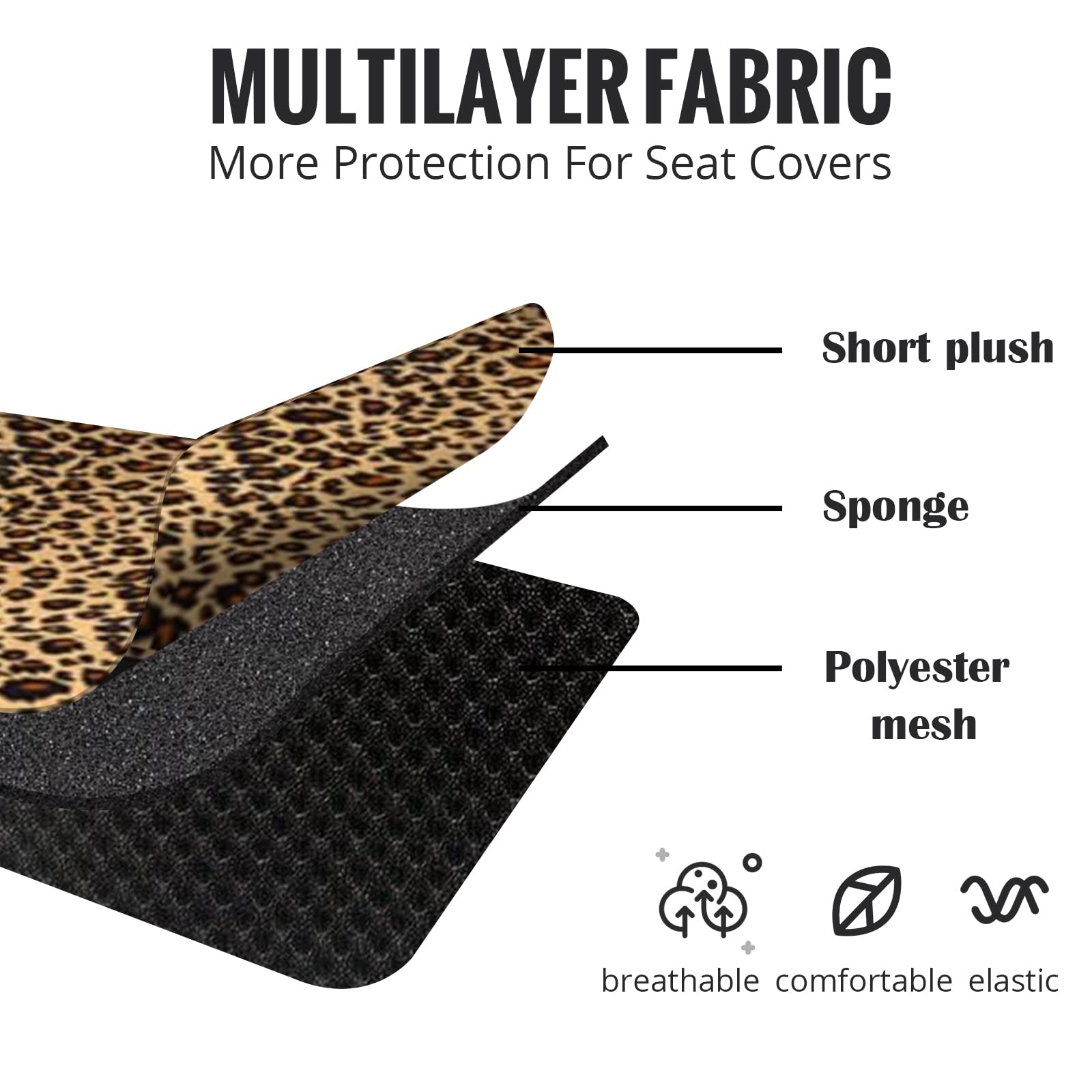 AUTOFAN Leopard Car Seat Covers Full Set, Cheetah Print, Polyester, Airbag Compatible, Universal Fit for Cars, SUVs, Trucks, Model Y35038-1