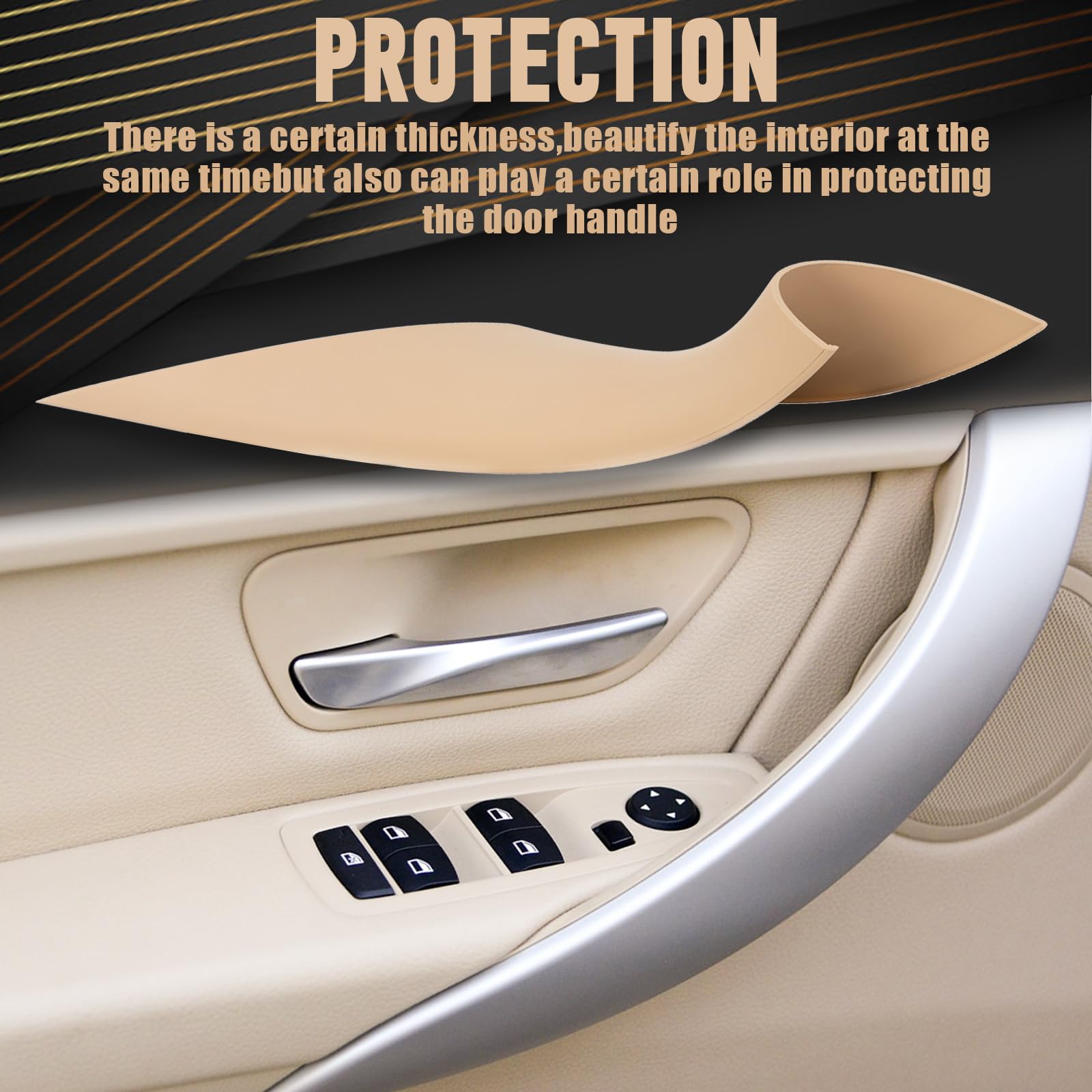 WEILEITE Door Pull Handle Cover for BMW F30/F31/F34/F80 & F32/F33/F36, Beige, Left & Right Front, Poly Material, Replace 51417279311