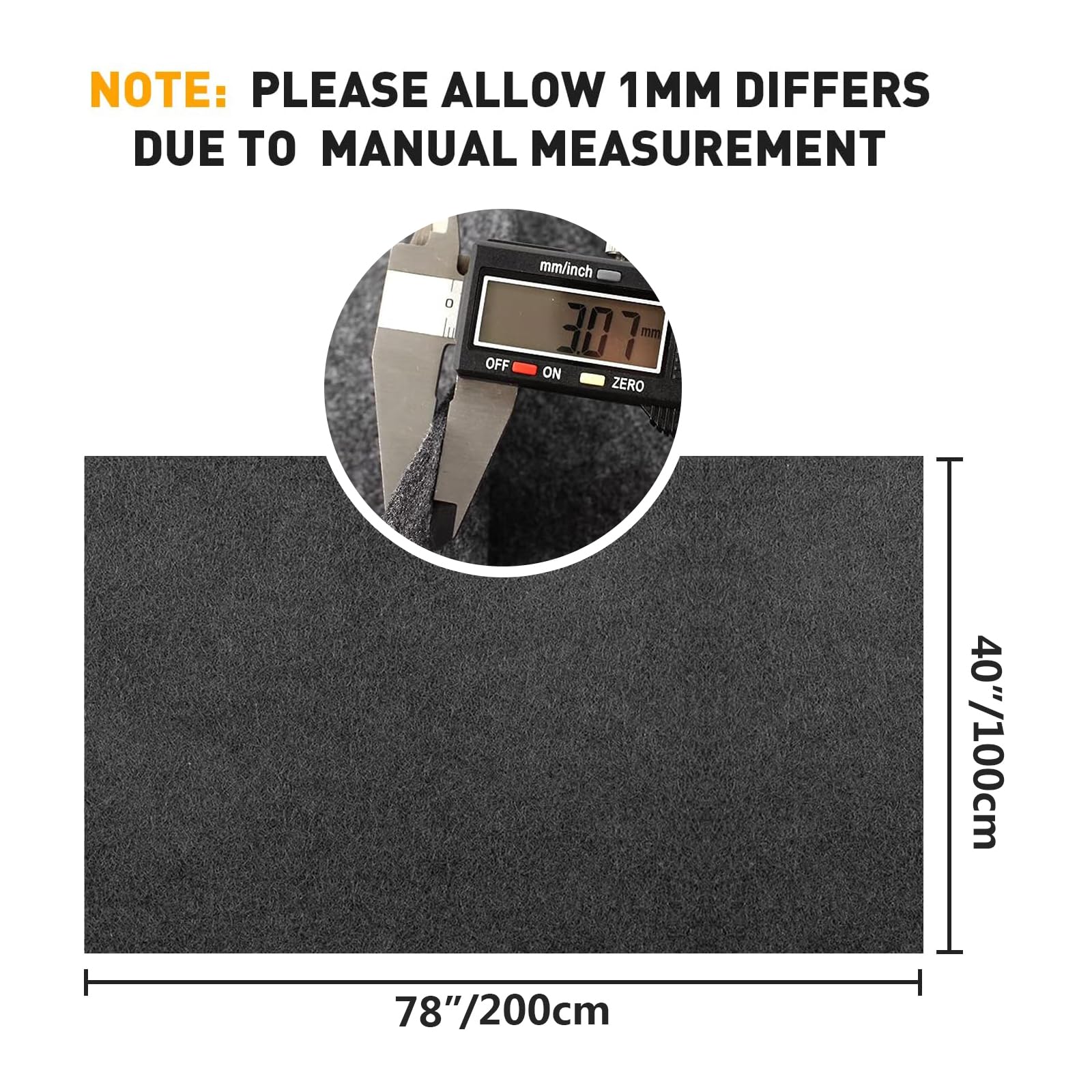 Halero 78''x40'' Grey Underfelt Carpet for Speaker, Sub Box Carpet, Auto, RV, Boat, Marine, Truck, Car Trunk Felt Fabric Materia