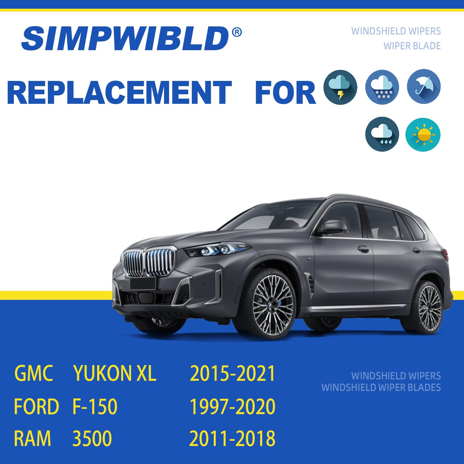 Simpwibld Wiper Blades,Premium All-Seasons Durable Stable And Quiet Oem Quality J Hook Front Windshield Wipers 22''+22'' (Set Of