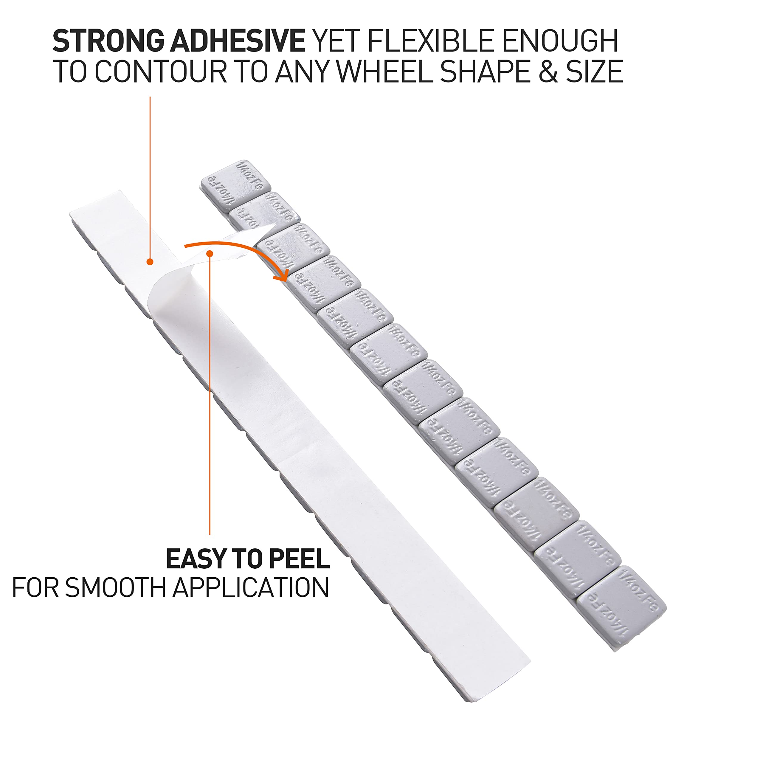 Aain A22D 1/4Oz 0.25Oz Gray Wheel Weights,Stick-On Wheel Weights,48 Strips Per Box,Low Profile, Easypeel Type, Cars, Trucks, Suv