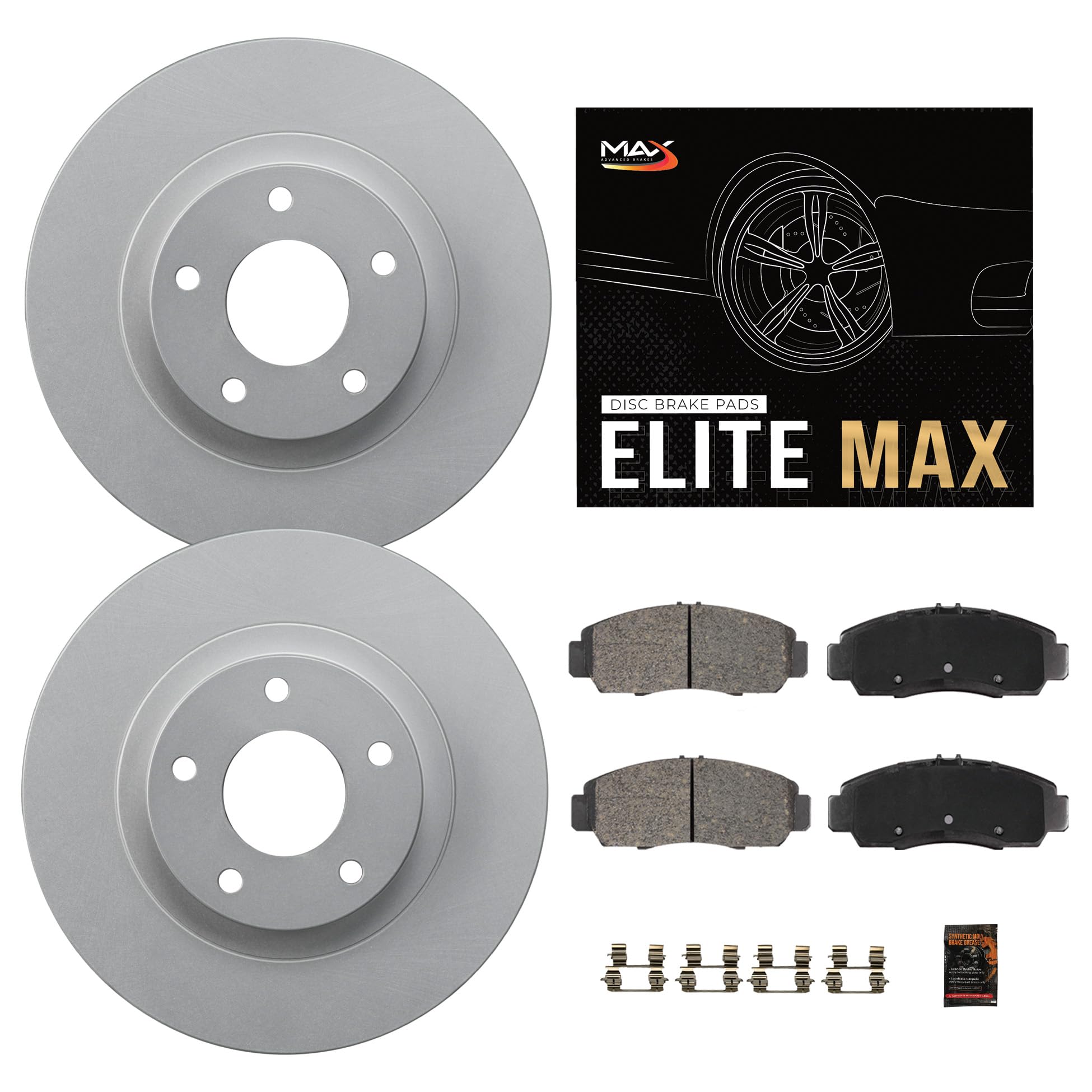 Max Advanced Brakes Front Brake Kit Compatible With 2012-18 Ford Focus C-Max Compatible With Volvo C30 W/10.94 '' Rotor Replacem