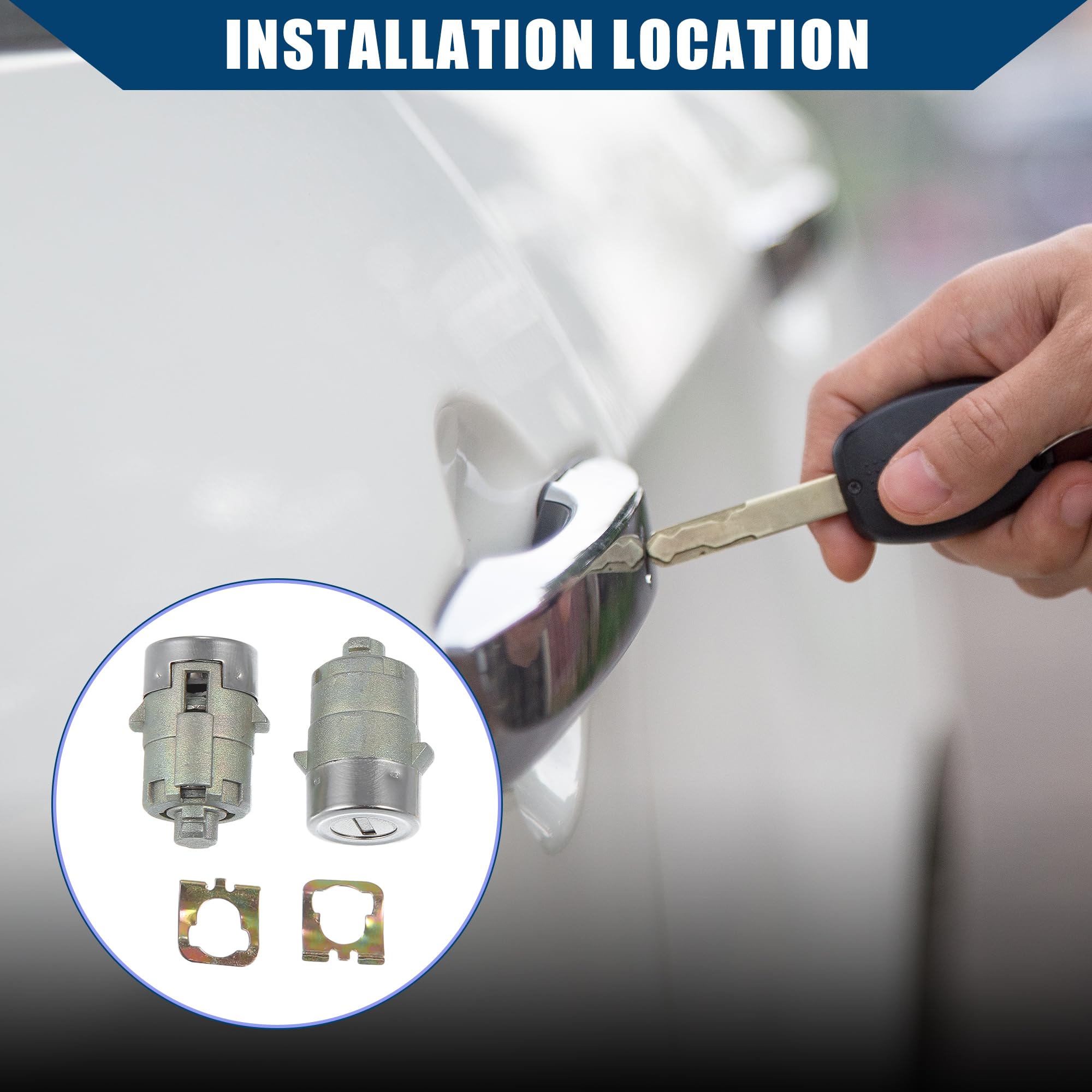 Hihaha Front Left Right Door Lock Cylinder with Keys Install Hardware for Chevy Silverado Tahoe Suburban/Passenger Driver Side D