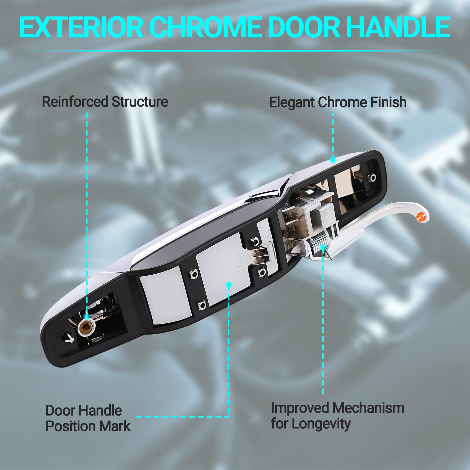 Mnjws Exterior Chrome Door Handle, Rear Passenger Side, Compatible With 2007-2014 Chevy Silverado Suburban Tahoe Gmc Sierra Yukon Cadillac Escalade, Replace 22738726 84053450 80547