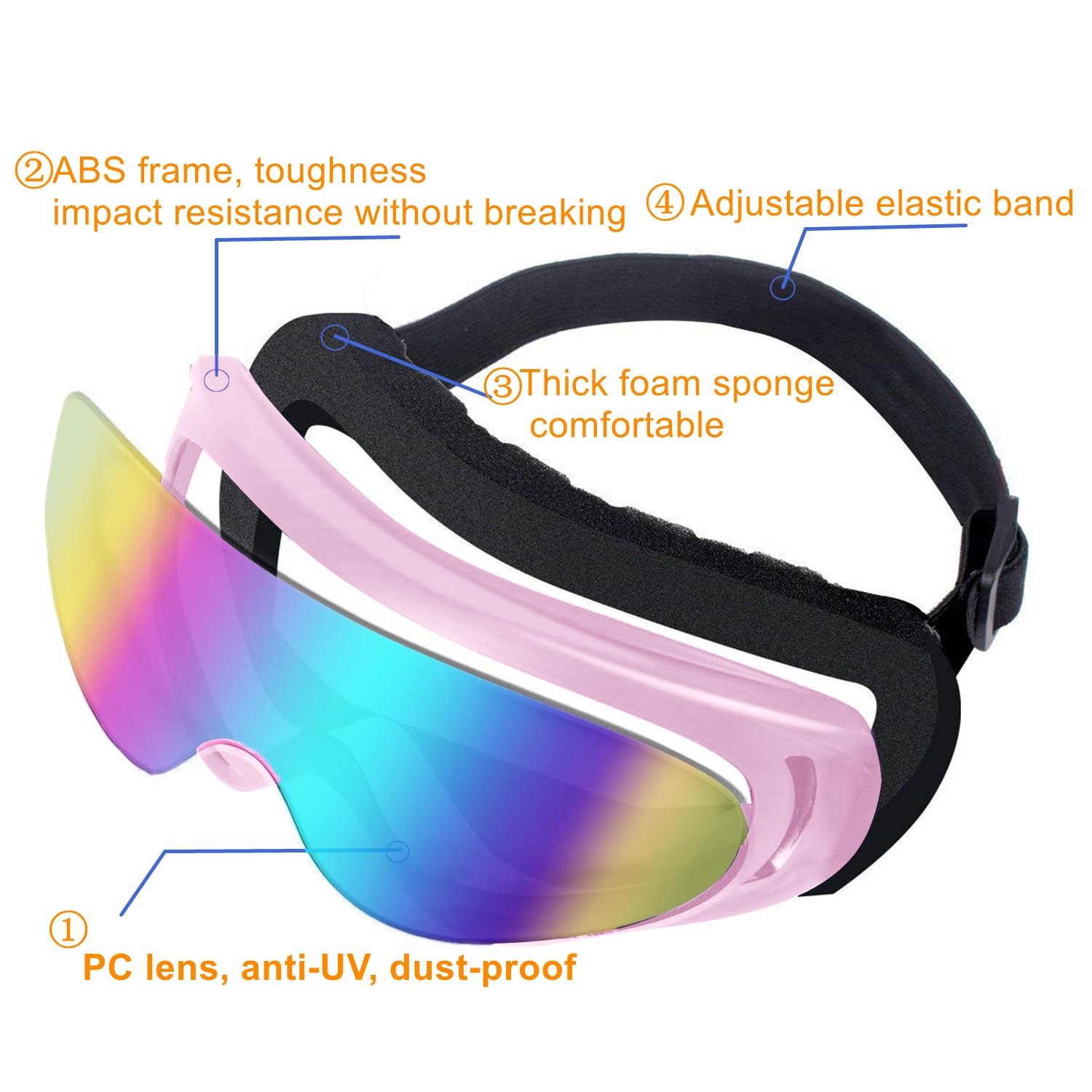 Ljdj Motorcycle Goggles,2 Pack Dirt Bike Atv Motocross Riding Hiking Protective With 2 Pack Neck Breathable Bandana Mask (Light
