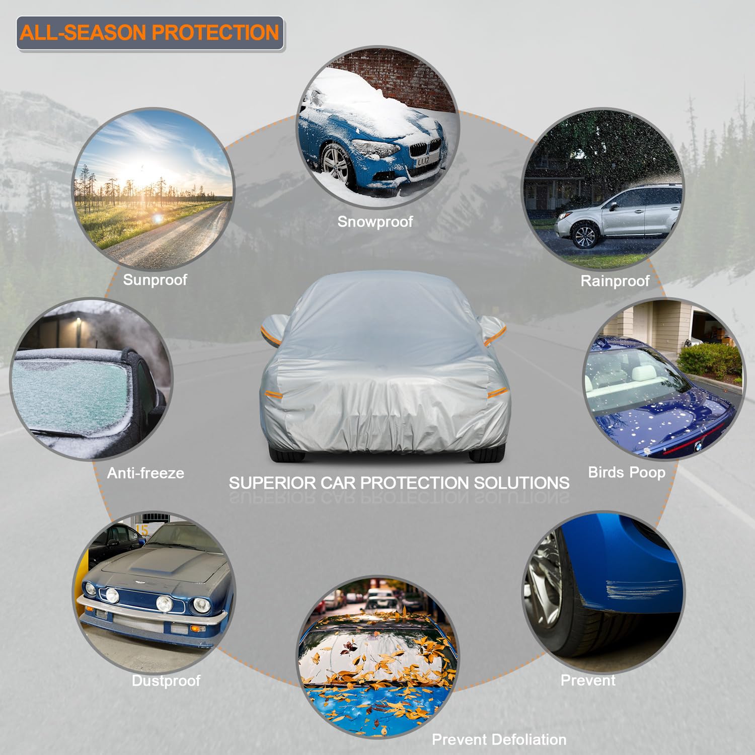 Kayme 6 Layers Hatchback Car Cover Waterproof All Weather For Automobiles, Outdoor Full Cover Rain Sun Uv Protection With Zipper