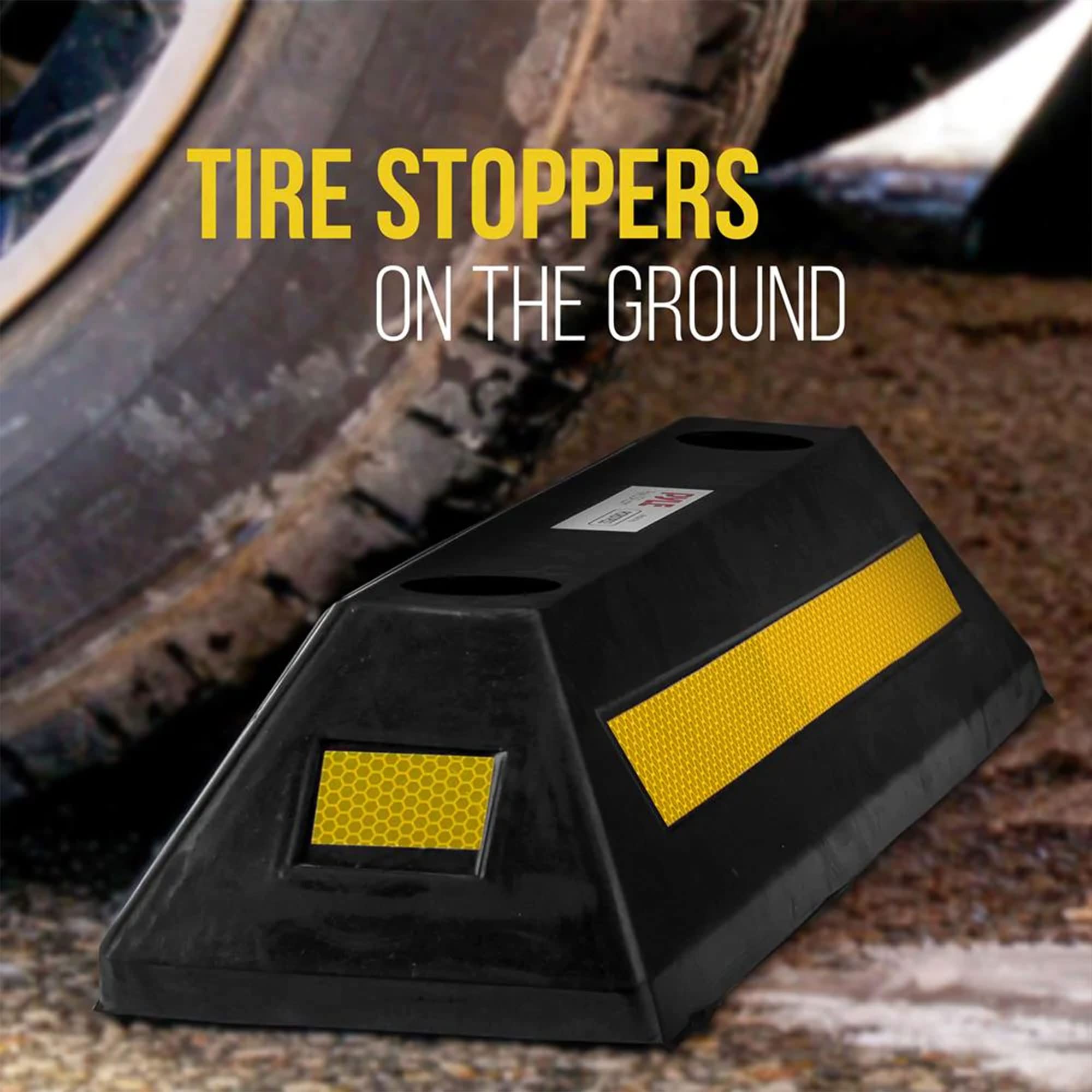 Pyle Curb Garage Vehicle Floor Safety Heavy Duty Rubber Parking Lot Driveway Stopper, For Car Vans Trucks Tire Wheel Guide Block