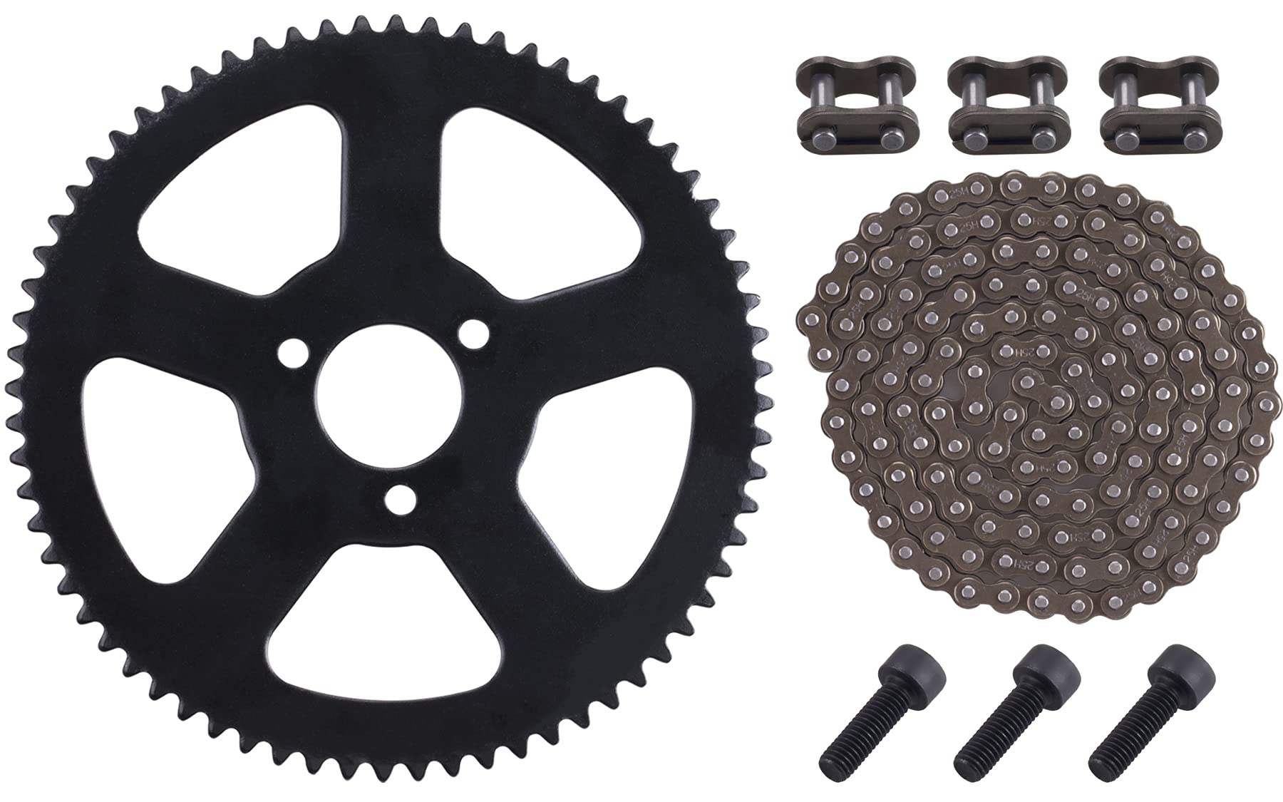 CNCMOTOK 25H 136Links Chain + 68T 68 Tooth Rear Sprocket,fit for 49CC Mini Small Sports Car Pocket Bike 2 Stroke Off-Road Motorc