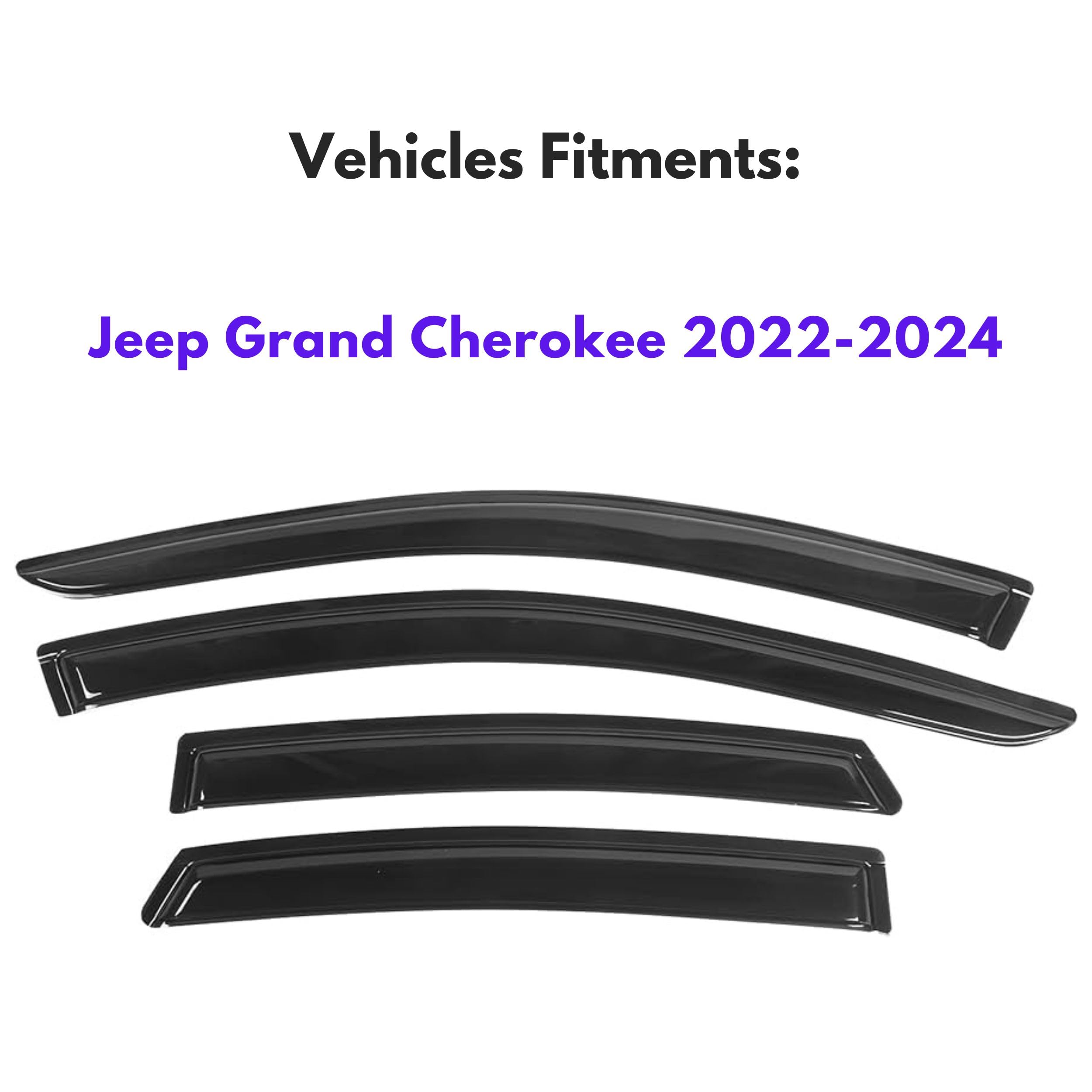 KPY Window Visor Compatible with Jeep Grand Cherokee 2022-2024, Rain Guard Window Vent Deflectors Tape-On Style, 2022 2023 2024