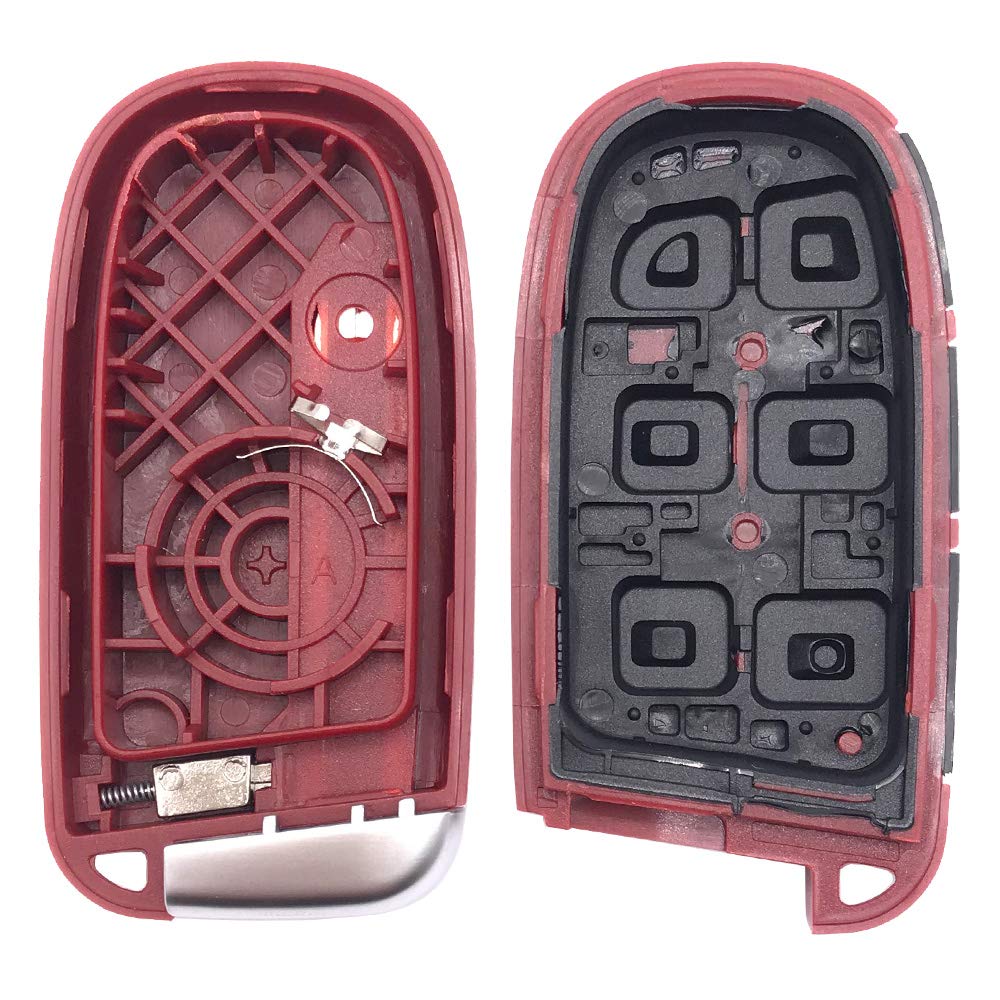 Horande Replacement Key Fob Cover Case for 2016-2020 Dodge Charger, Challenger, Jeep - Red, Model JUC001A