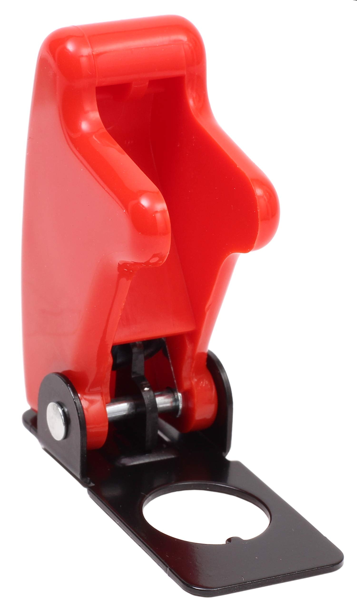 Fastronix SPST Toggle Switch 20A with Red Aircraft Safety Cover - Heavy Duty AC/DC Metal